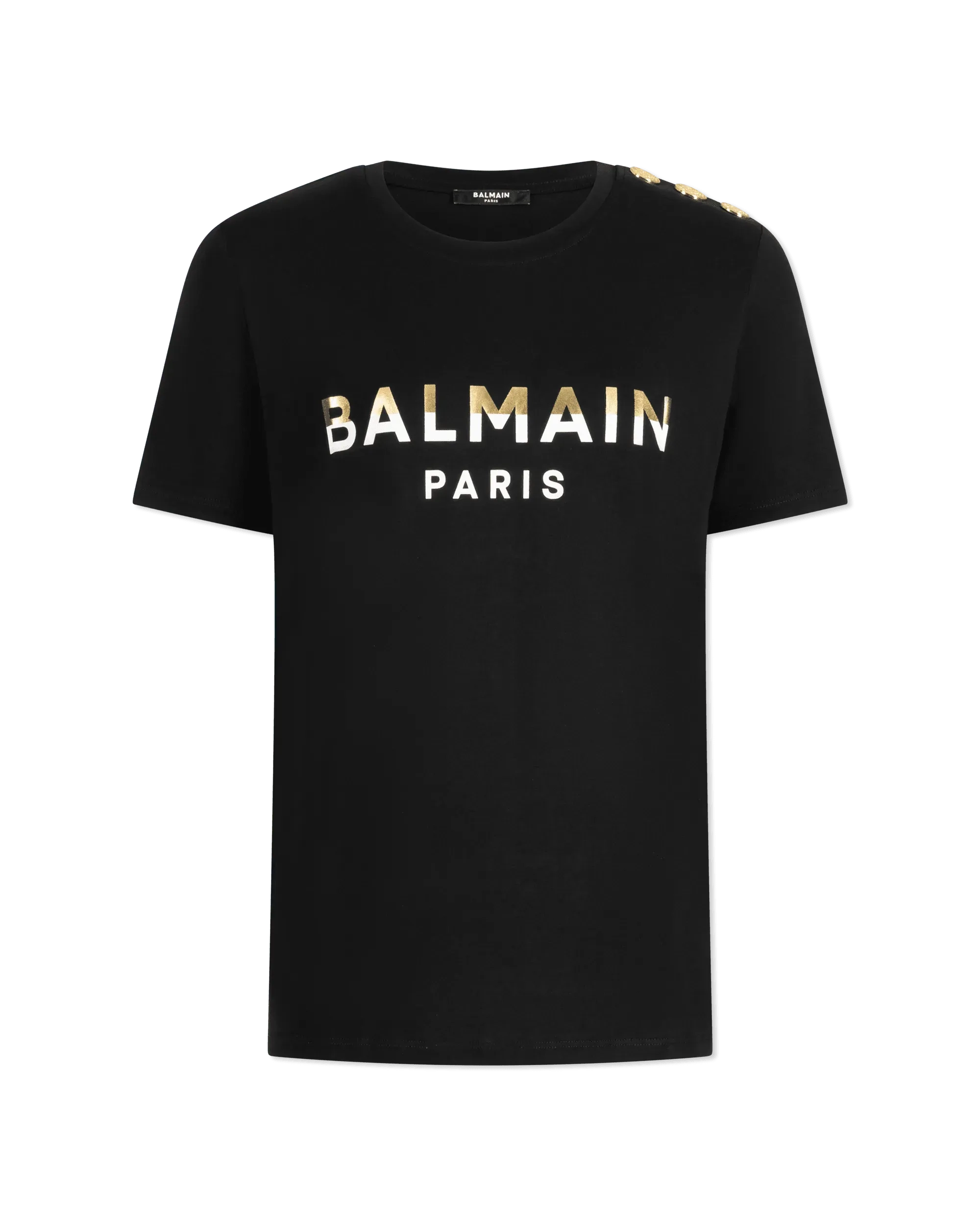 3 Button Foil-Printed Logo T-Shirt