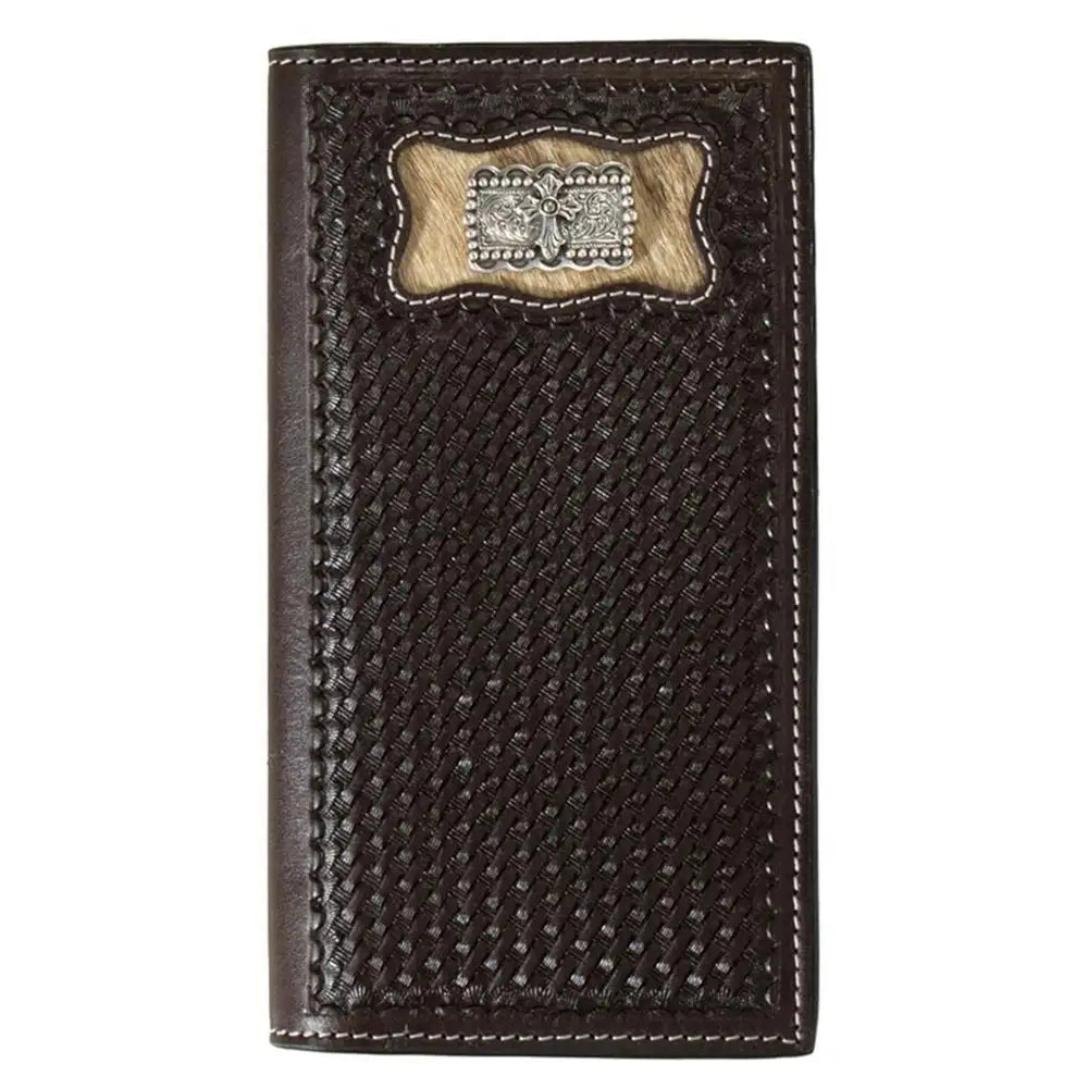 3D Calf Hair Inlay Cross Concho - Men's Rodeo Wallet