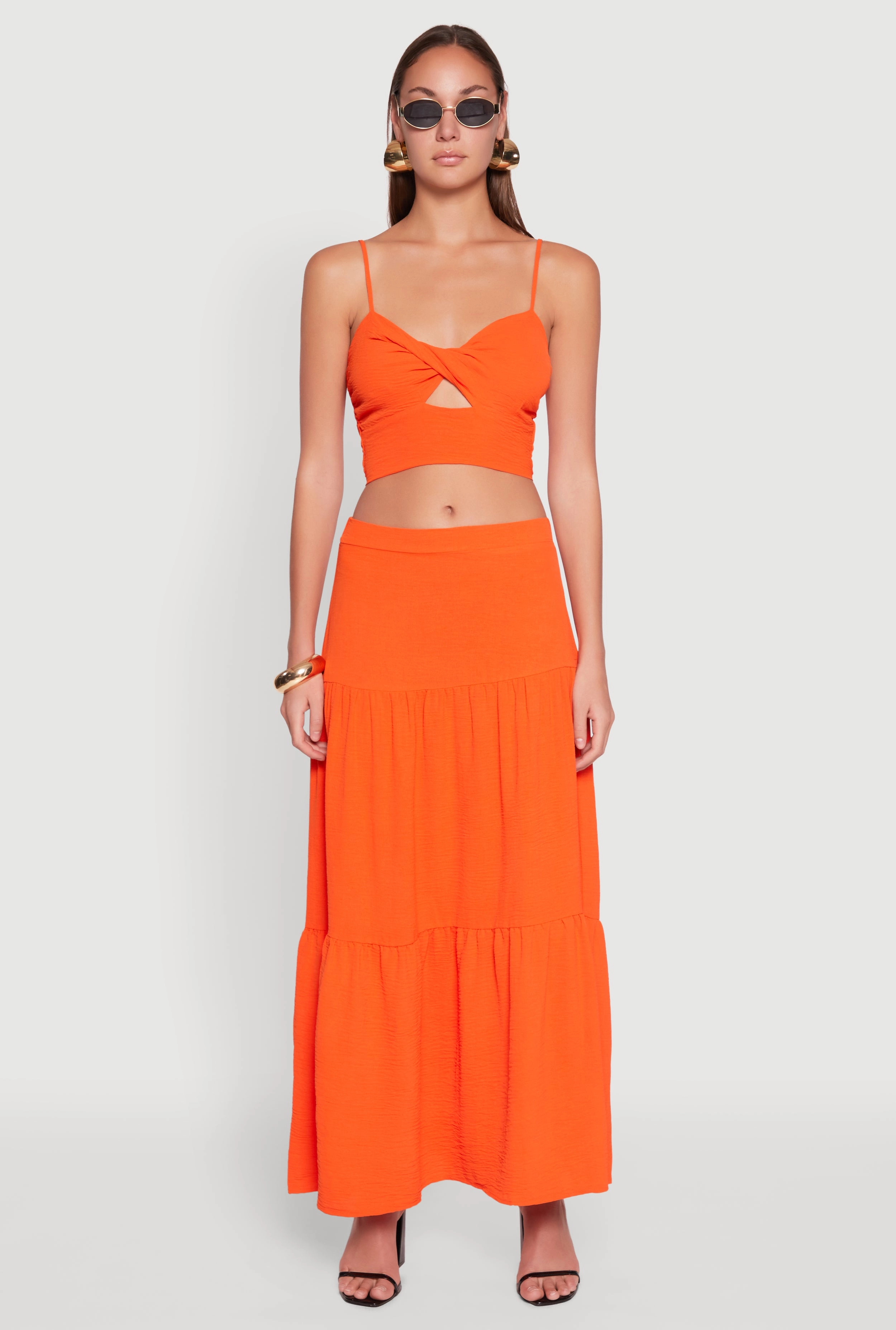 Airy Twist Front Crop Top
