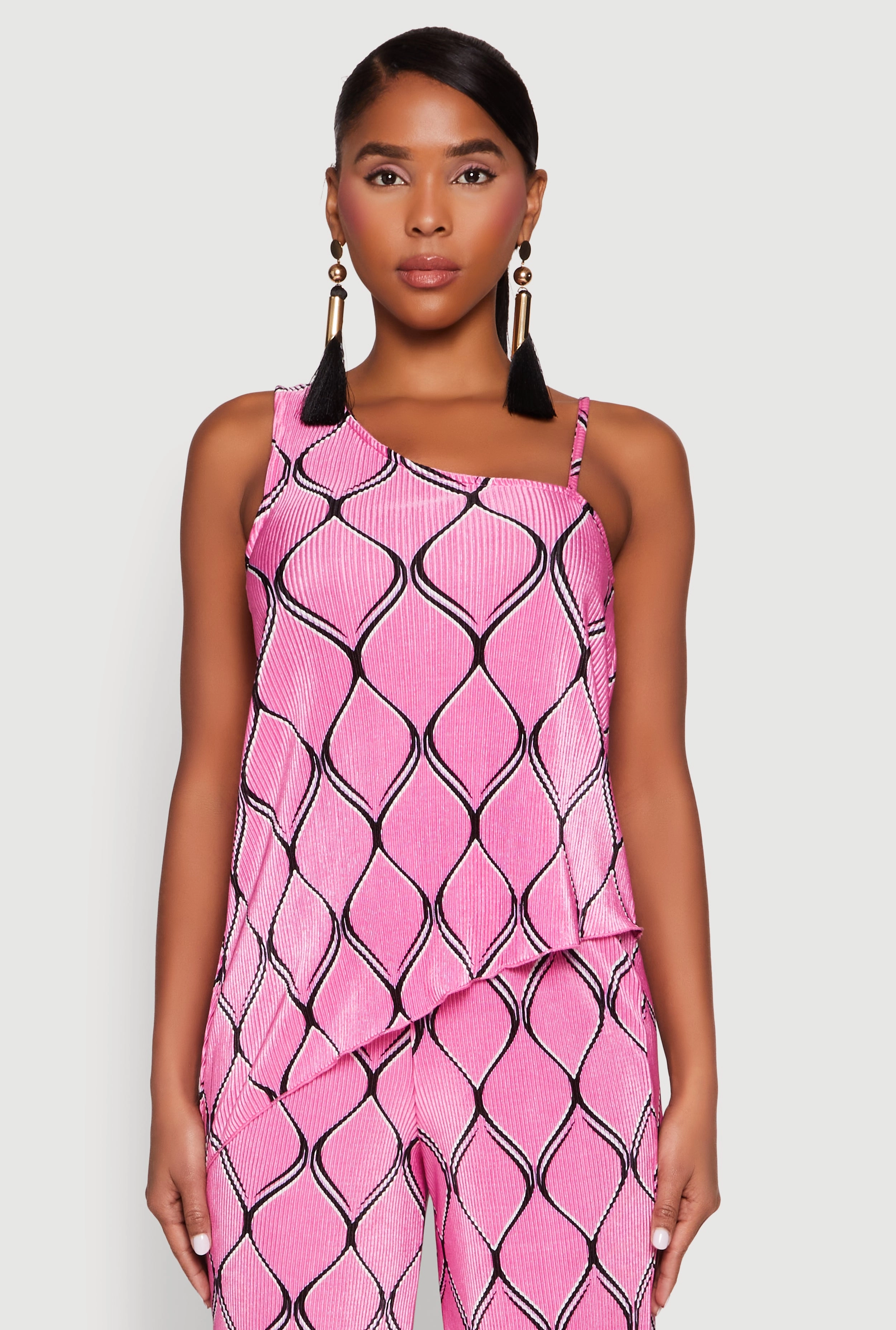 Almost Famous Plisse Asymmetrical Top