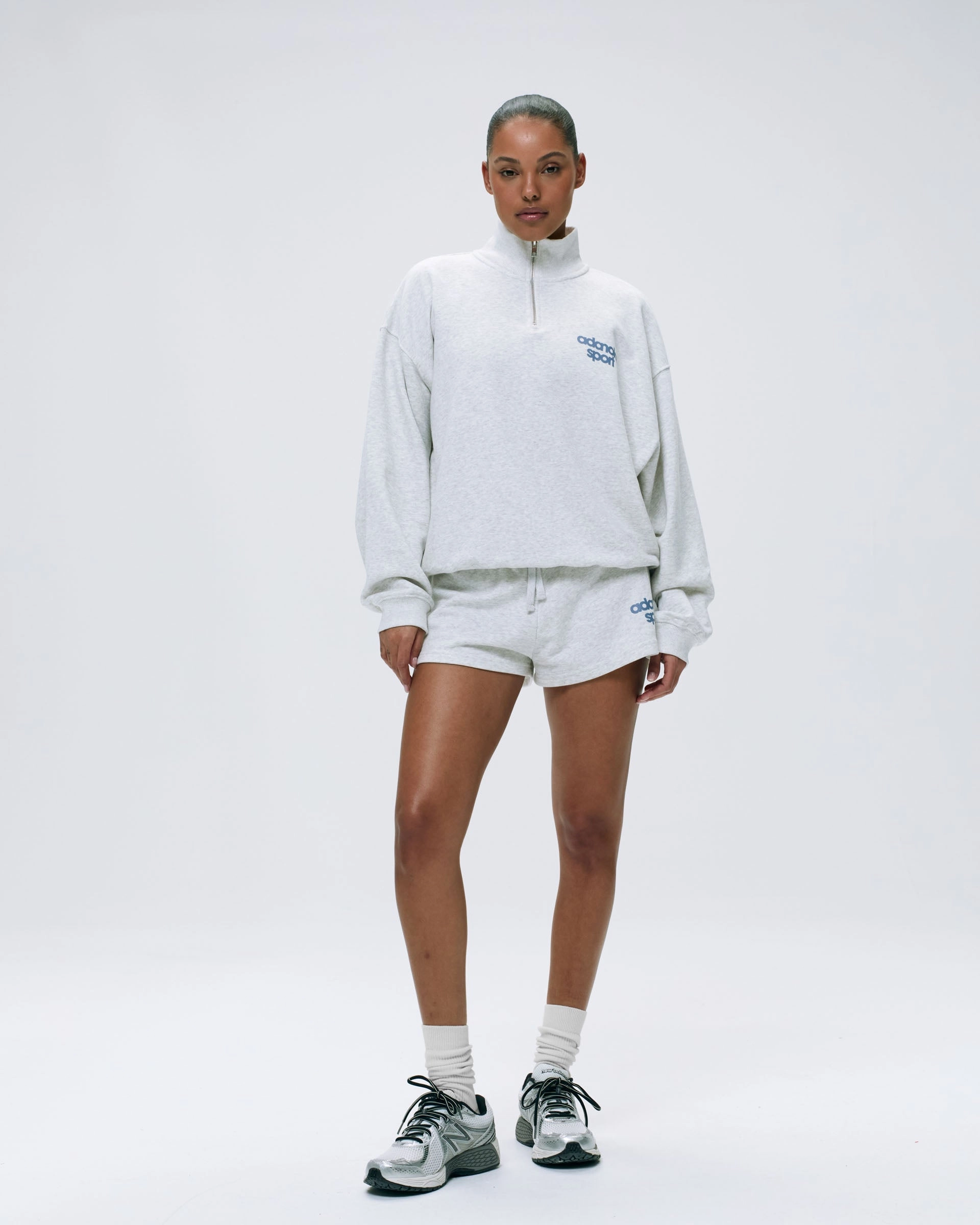 AS Bold Mini Sweat Shorts - Light Grey Melange/Vintage Blue