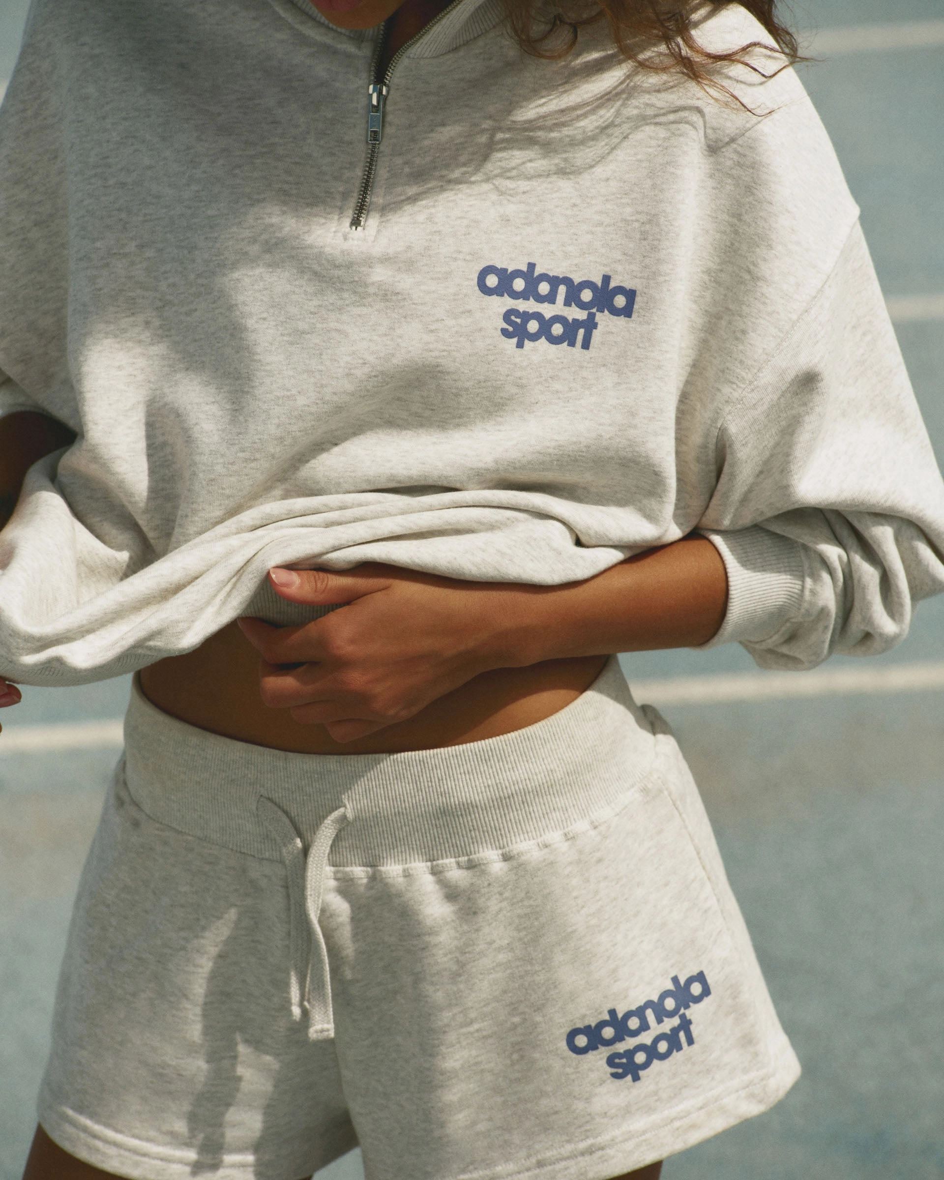 AS Bold Mini Sweat Shorts - Light Grey Melange/Vintage Blue