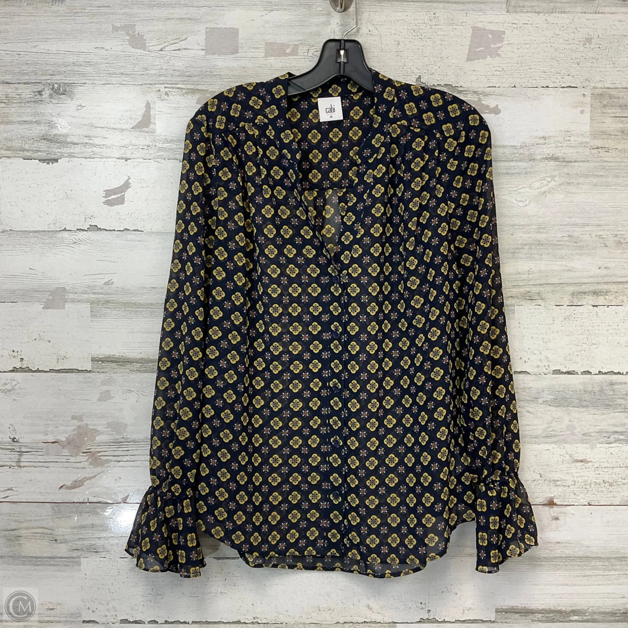 Blouse Long Sleeve By Cabi In Blue, Size: M