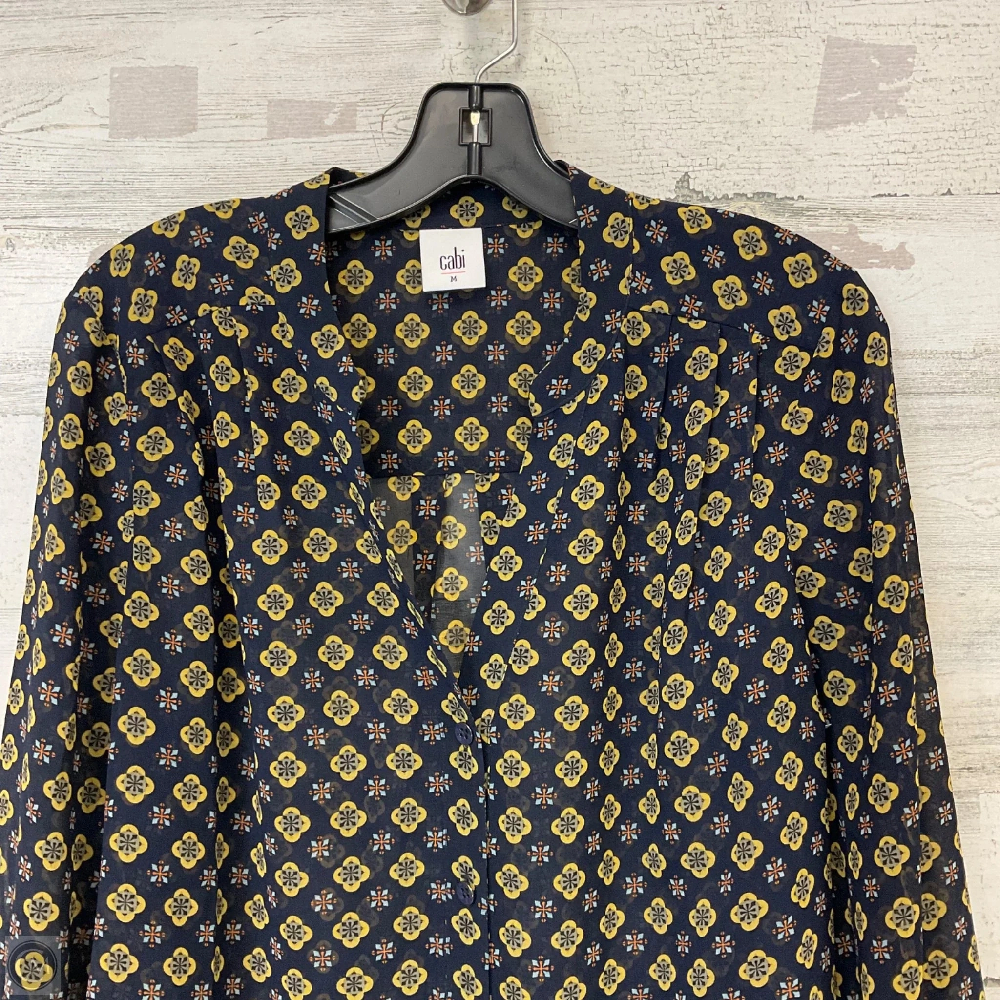 Blouse Long Sleeve By Cabi In Blue, Size: M