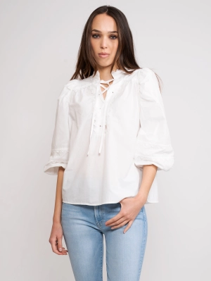 Blouse with White Balloon Sleeves