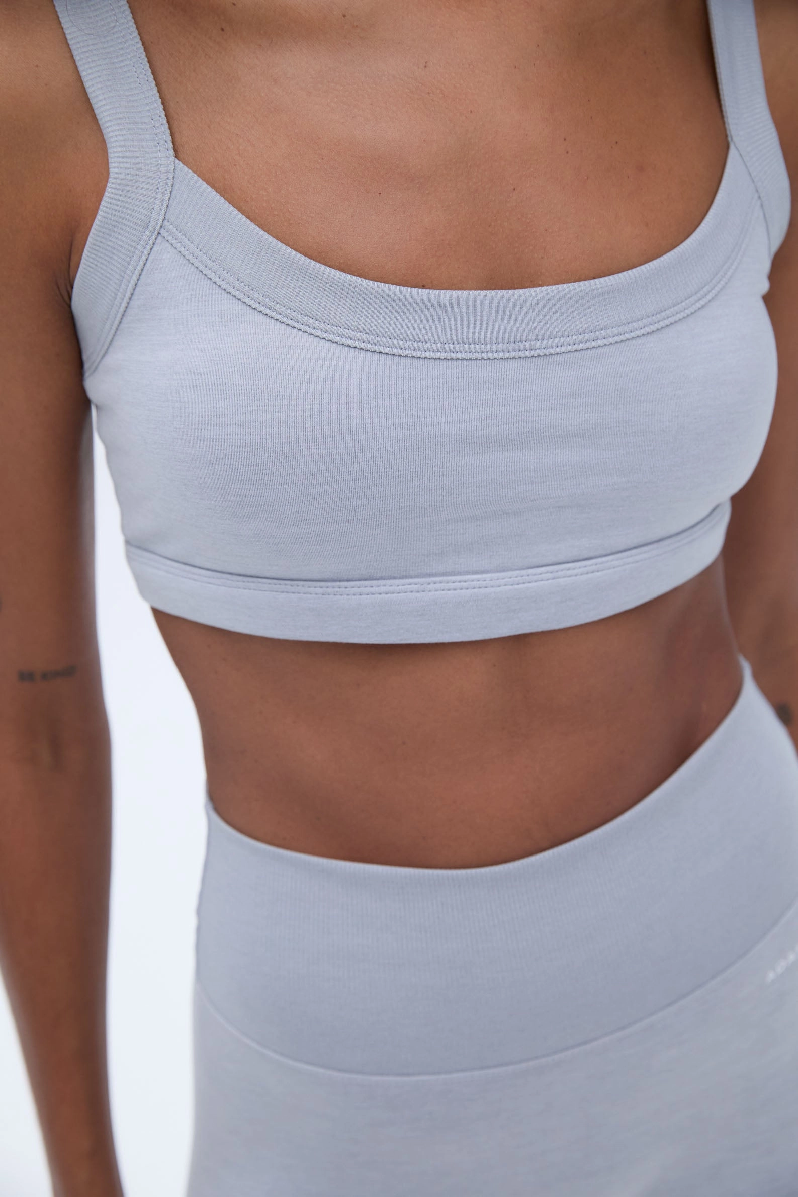 Brushed Wide Binding Bra - Light Grey Melange