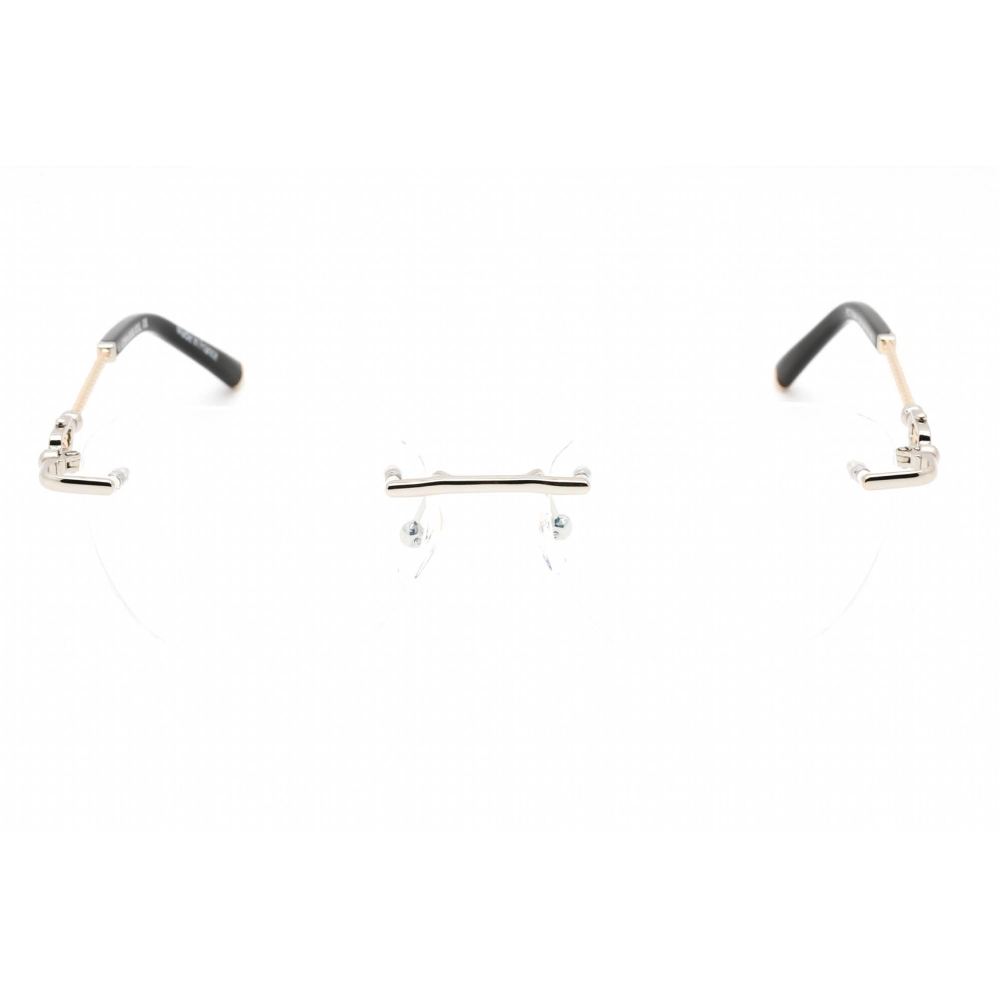 Charriol Men's Eyeglasses - Shiny Silver/Gold Rectangular Metal Frame | PC71048 C02