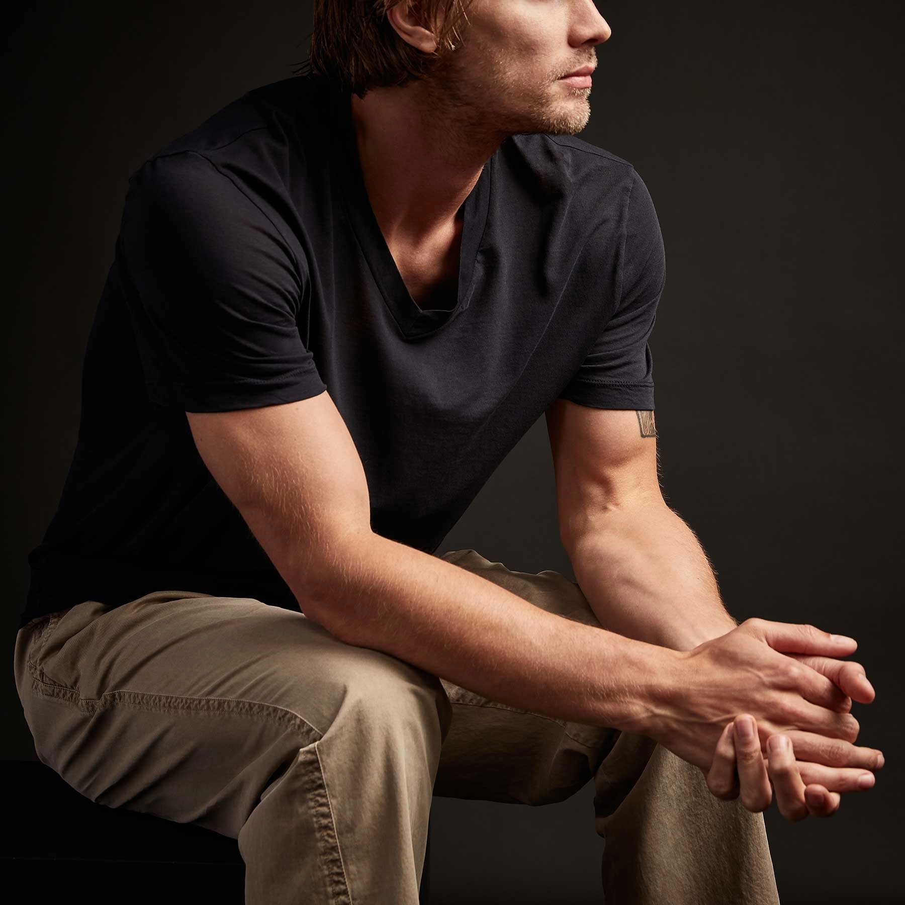 Clear Jersey V Neck - Deep