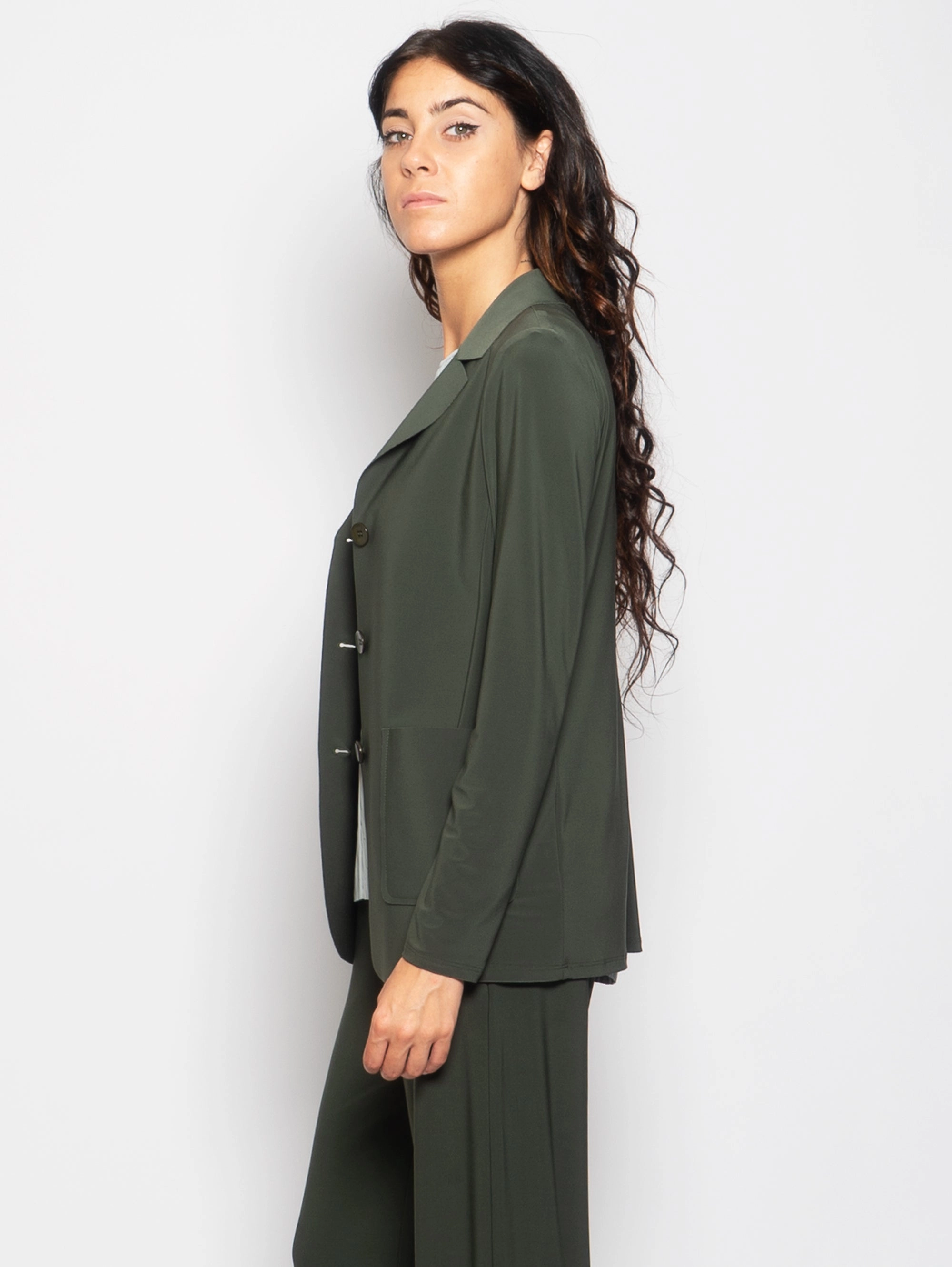 Deconstructed Blazer in Green Jersey