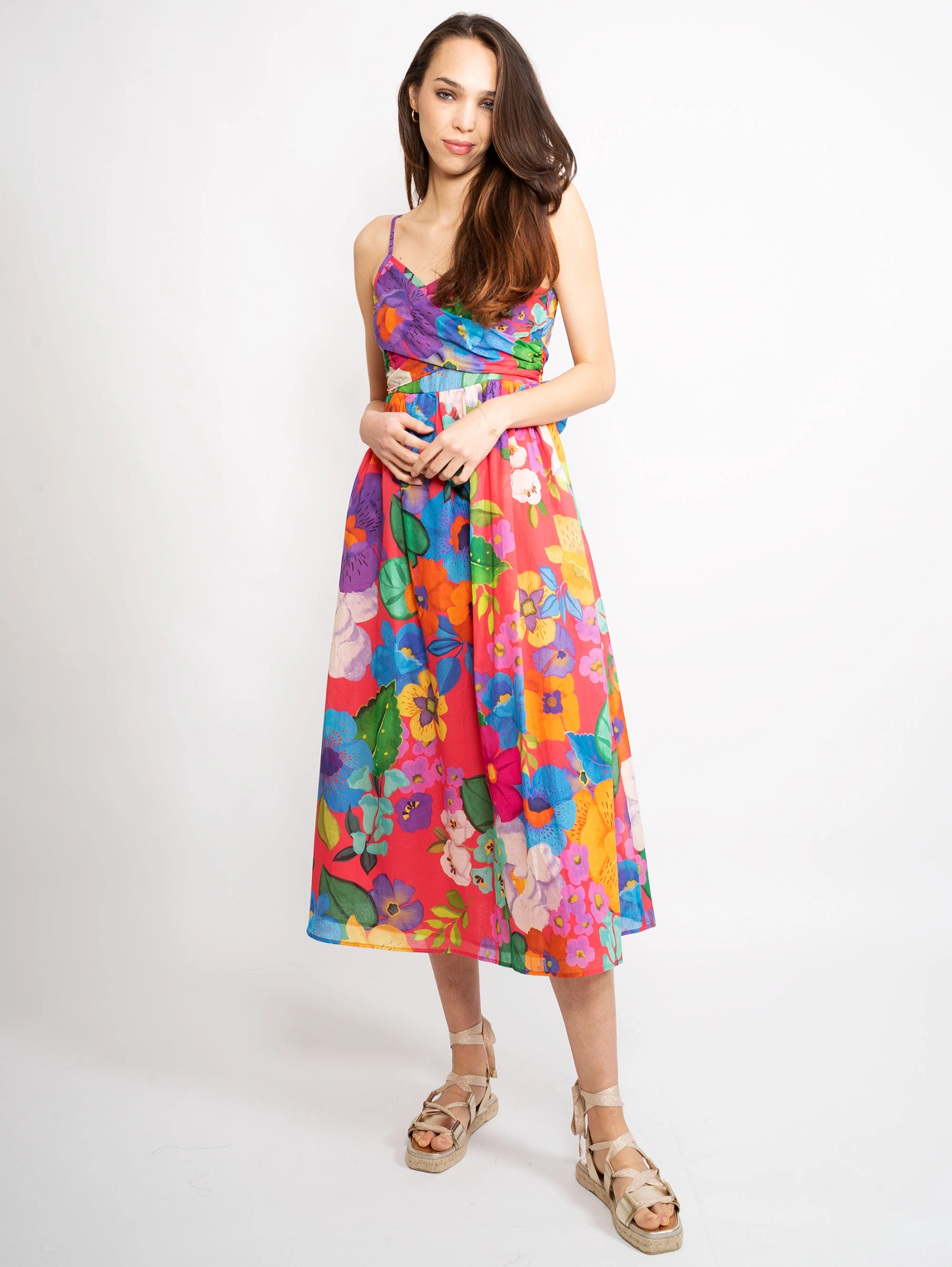 Floral Dress in Multicolor Muslin
