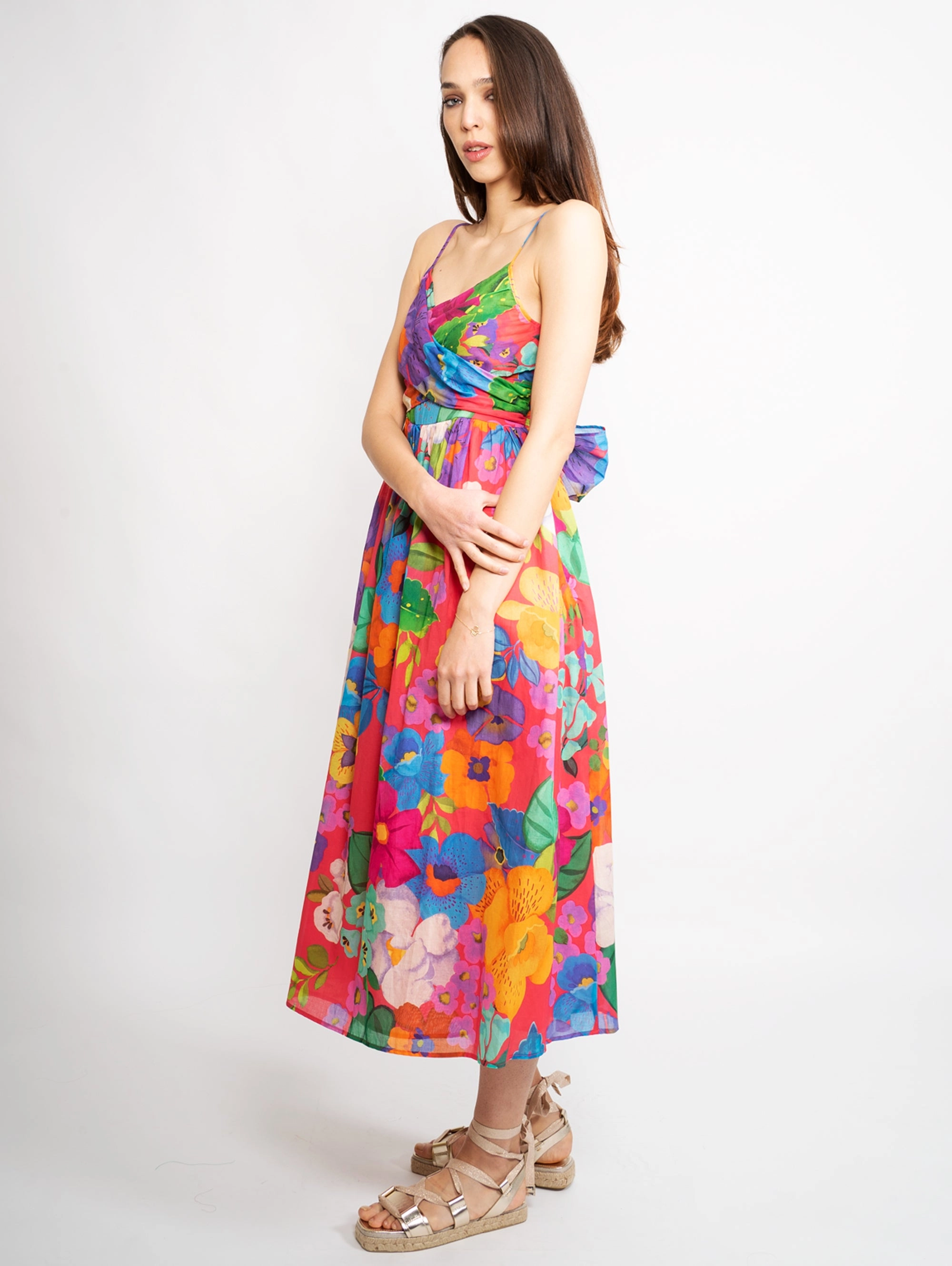 Floral Dress in Multicolor Muslin