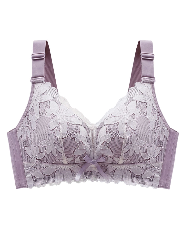 Floral Lace Wire-Free Minimizer Bra