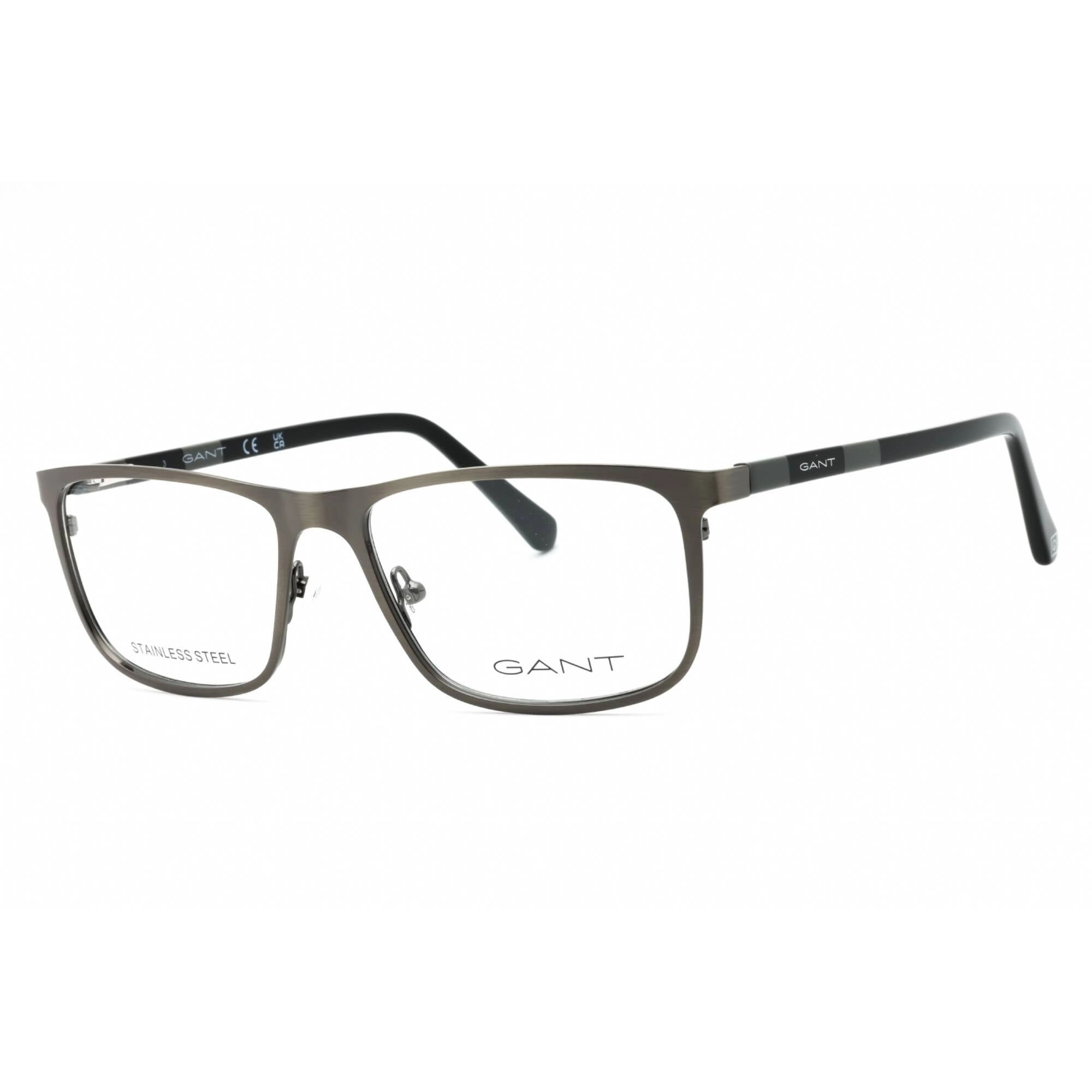 Gant Men's Eyeglasses - Shiny Gunmetal Metal Rectangular Full Rim Frame | GA3280 008