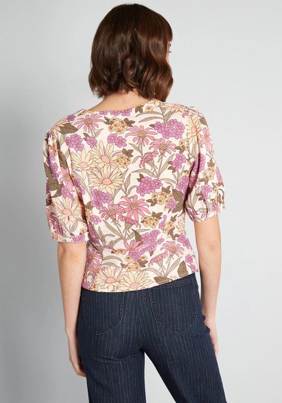 Groovy Gardens Button-Up Blouse