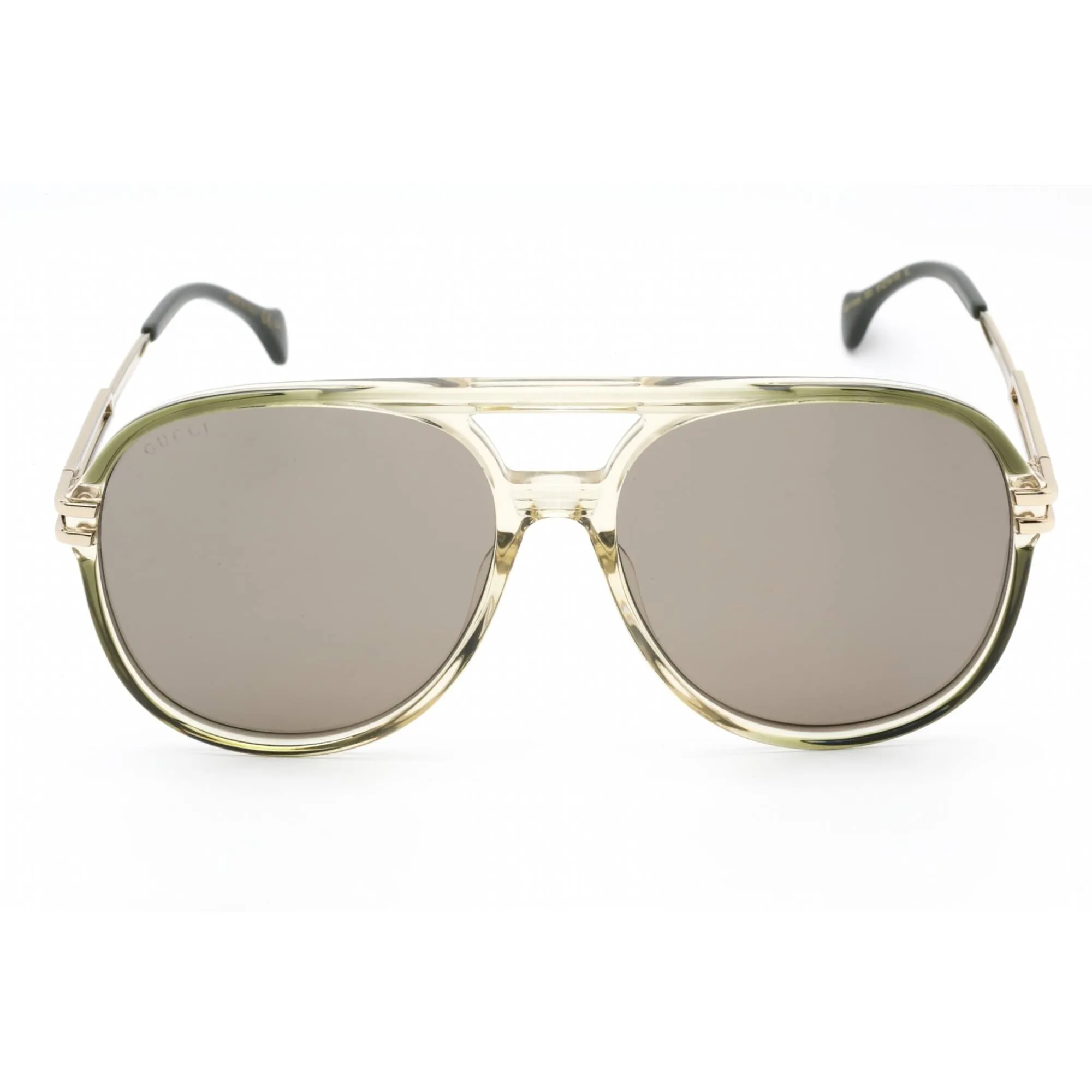 Gucci Men's Sunglasses - Green/Gold Plastic Aviator Full Rim Frame | GG1104S 003