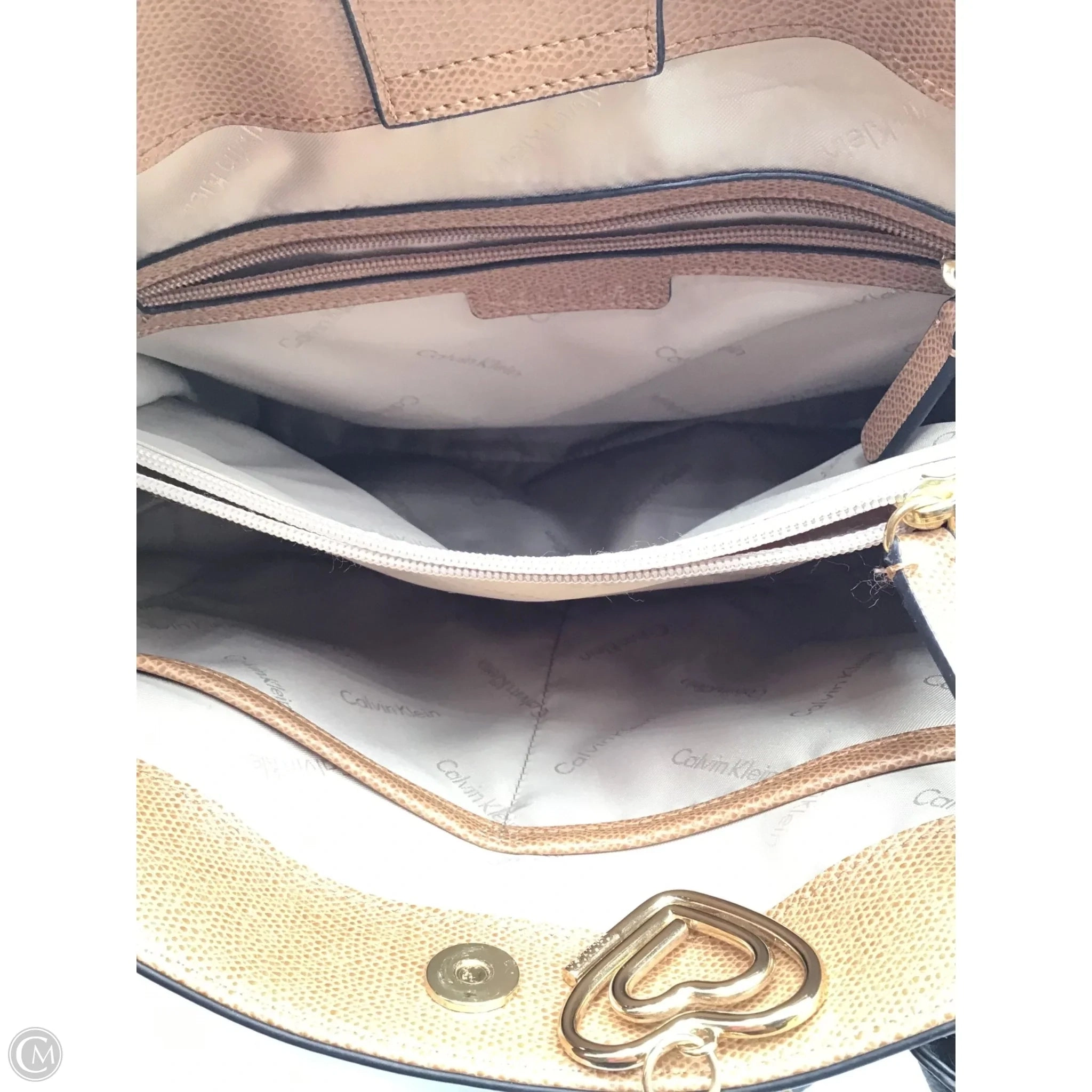 Handbag Leather By Calvin Klein, Size: Large