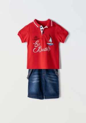 Hashtag Baby Boy St Barts Polo and Short Set, Red
