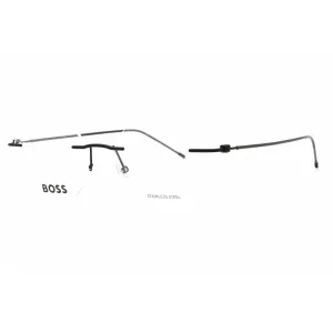 Hugo Boss Men's Eyeglasses - Matte Black Metal Round Rimless Frame | BOSS 1422 0003 00