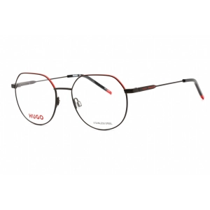 Hugo Men's Eyeglasses - Matte Black Red Round Shape Frame Clear Lens | HG 1179 0BLX 00