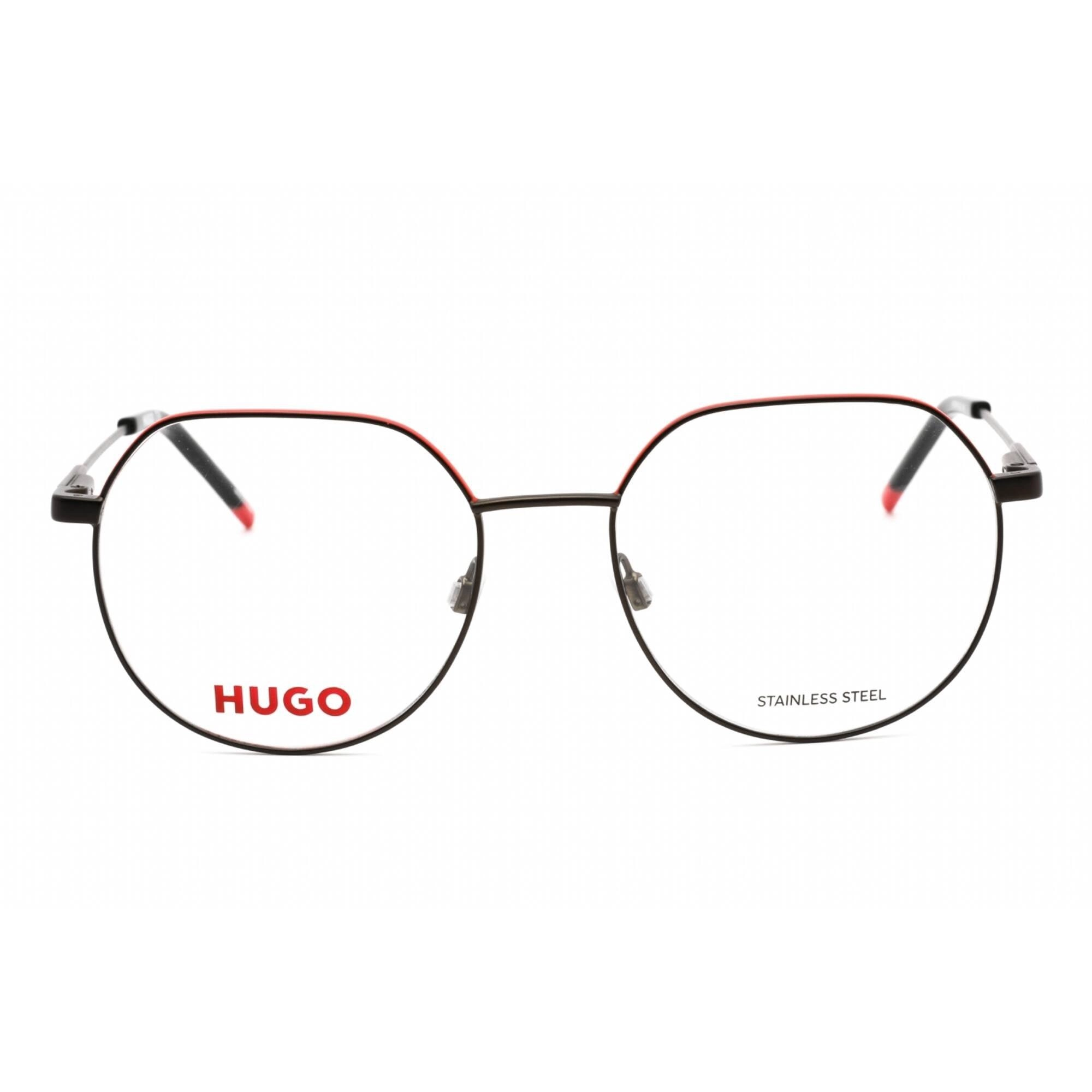 Hugo Men's Eyeglasses - Matte Black Red Round Shape Frame Clear Lens | HG 1179 0BLX 00
