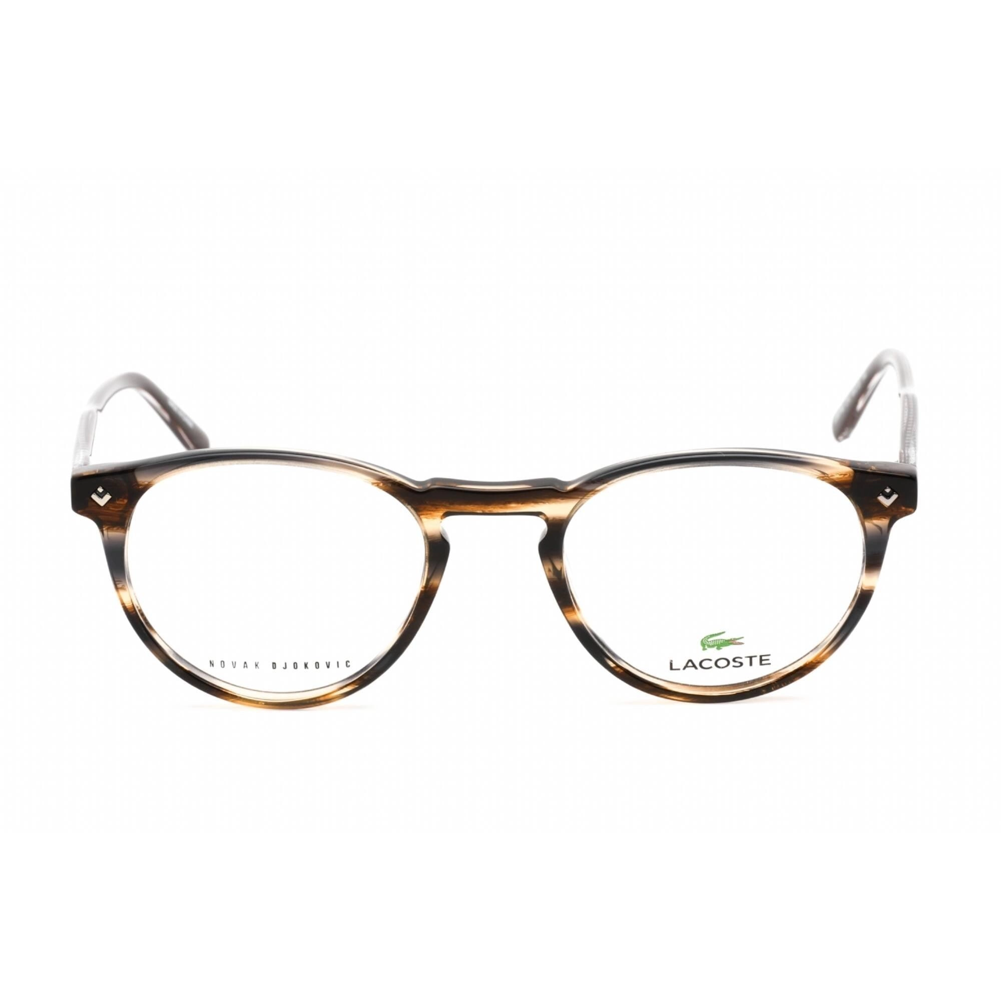 Lacoste Men's Eyeglasses - Full Rim Round Striped Brown Plastic Frame | L2601ND 210