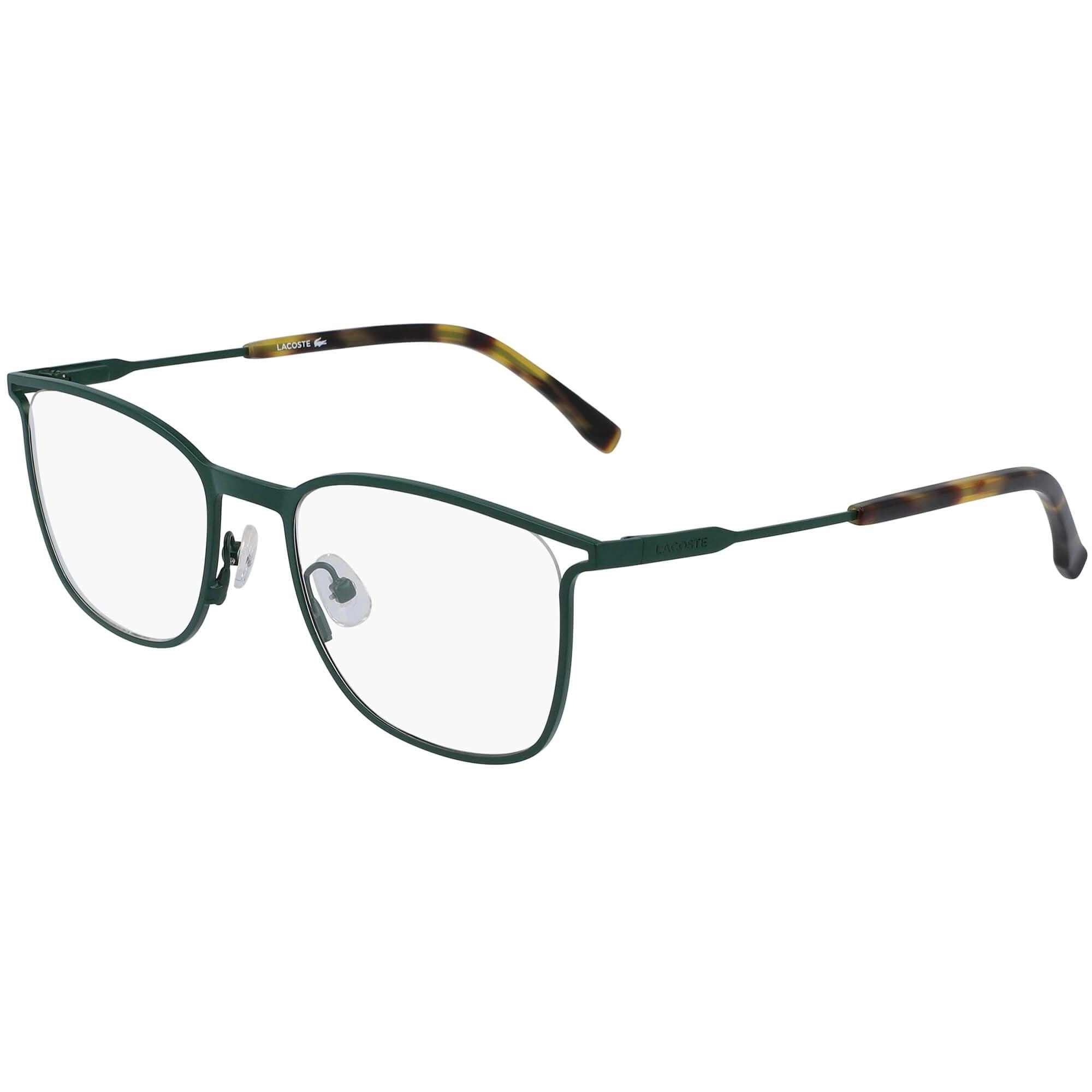 Lacoste Men's Eyeglasses - Matt Green Metal Square Frame Demo Lens | LACOSTE L2261 315