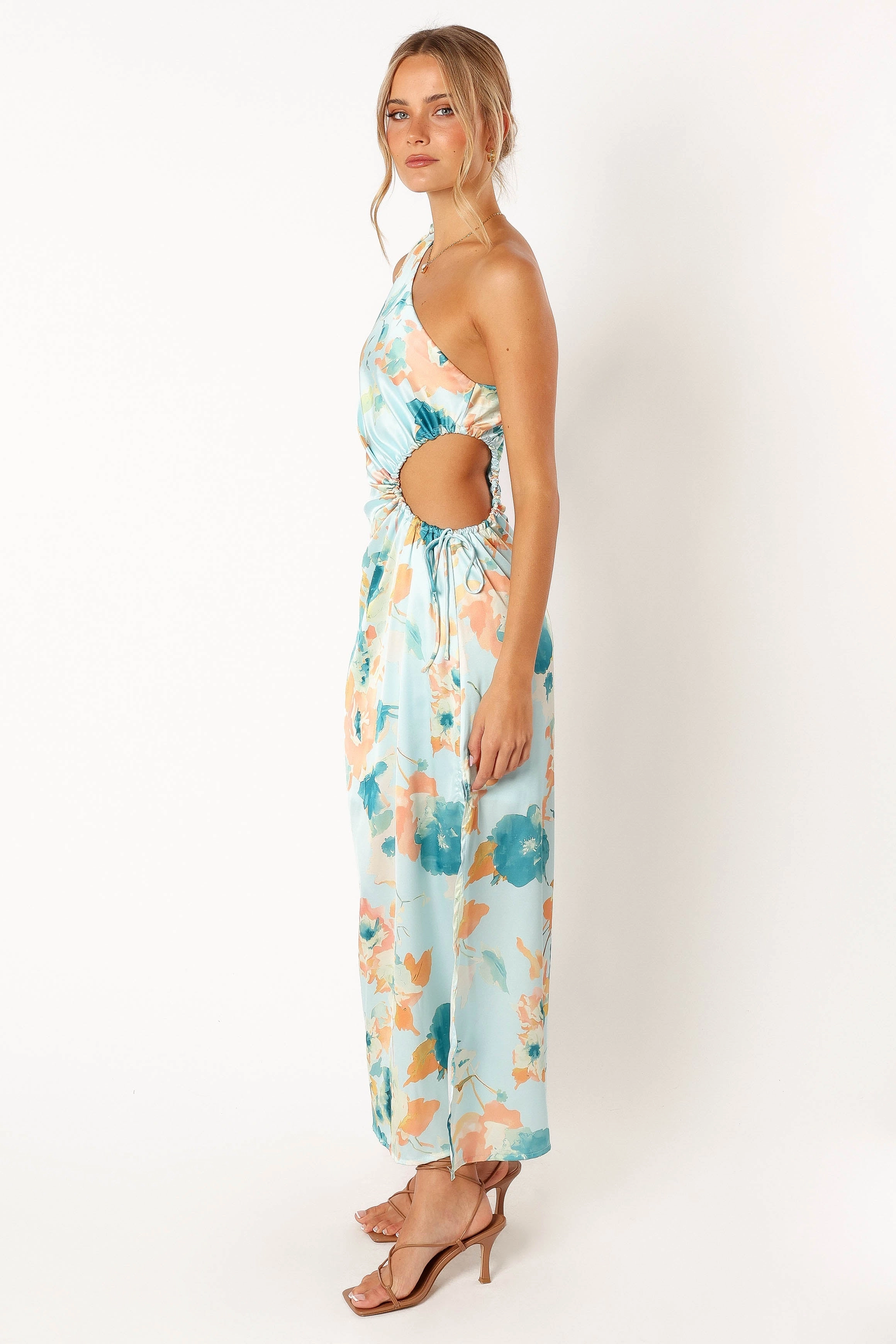 Leighton One Shoulder Midi Dress - Light Blue