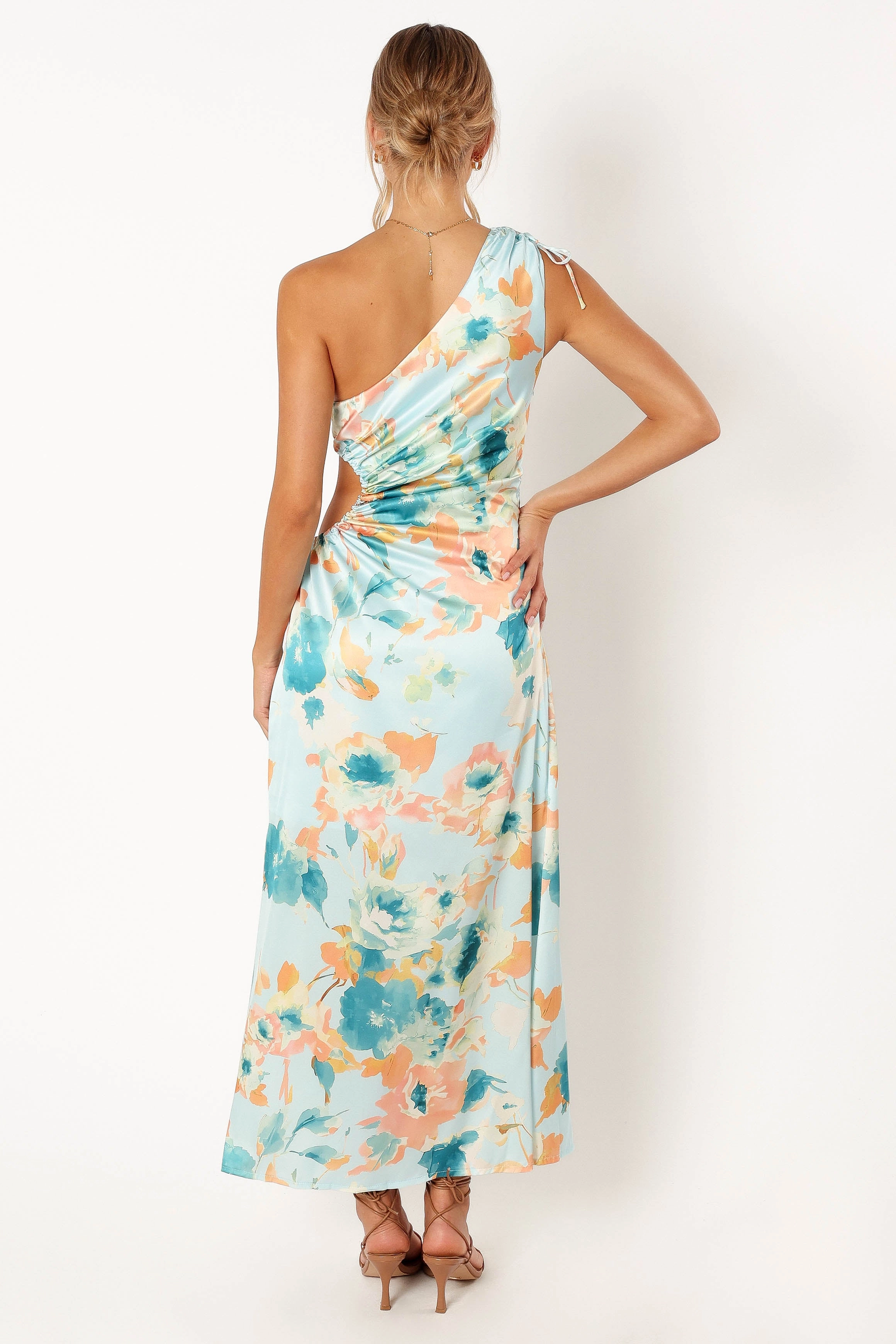 Leighton One Shoulder Midi Dress - Light Blue