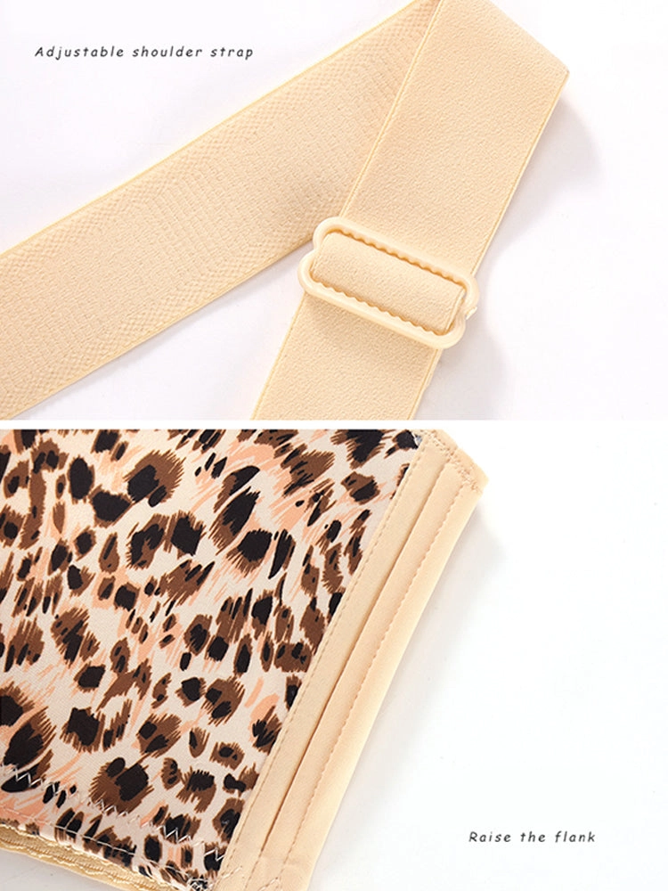 Leopard Print Wireless Front Closure Vest-Style Bra