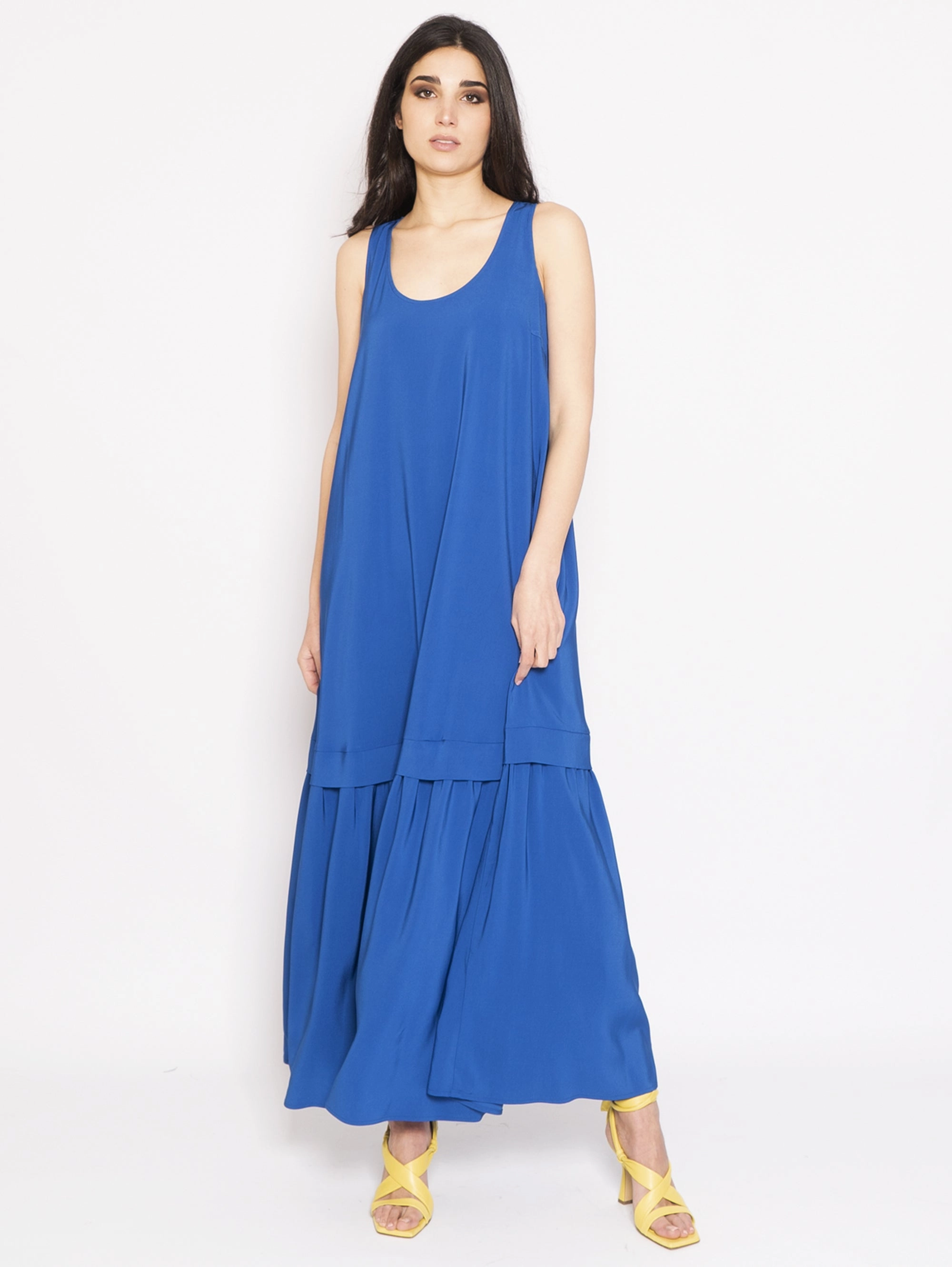 Long Dress in Blue Crepe