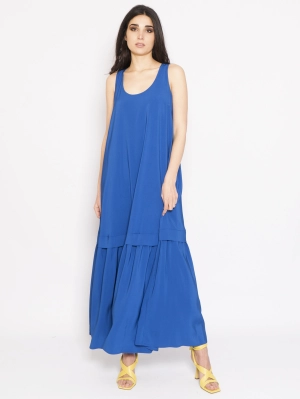 Long Dress in Blue Crepe