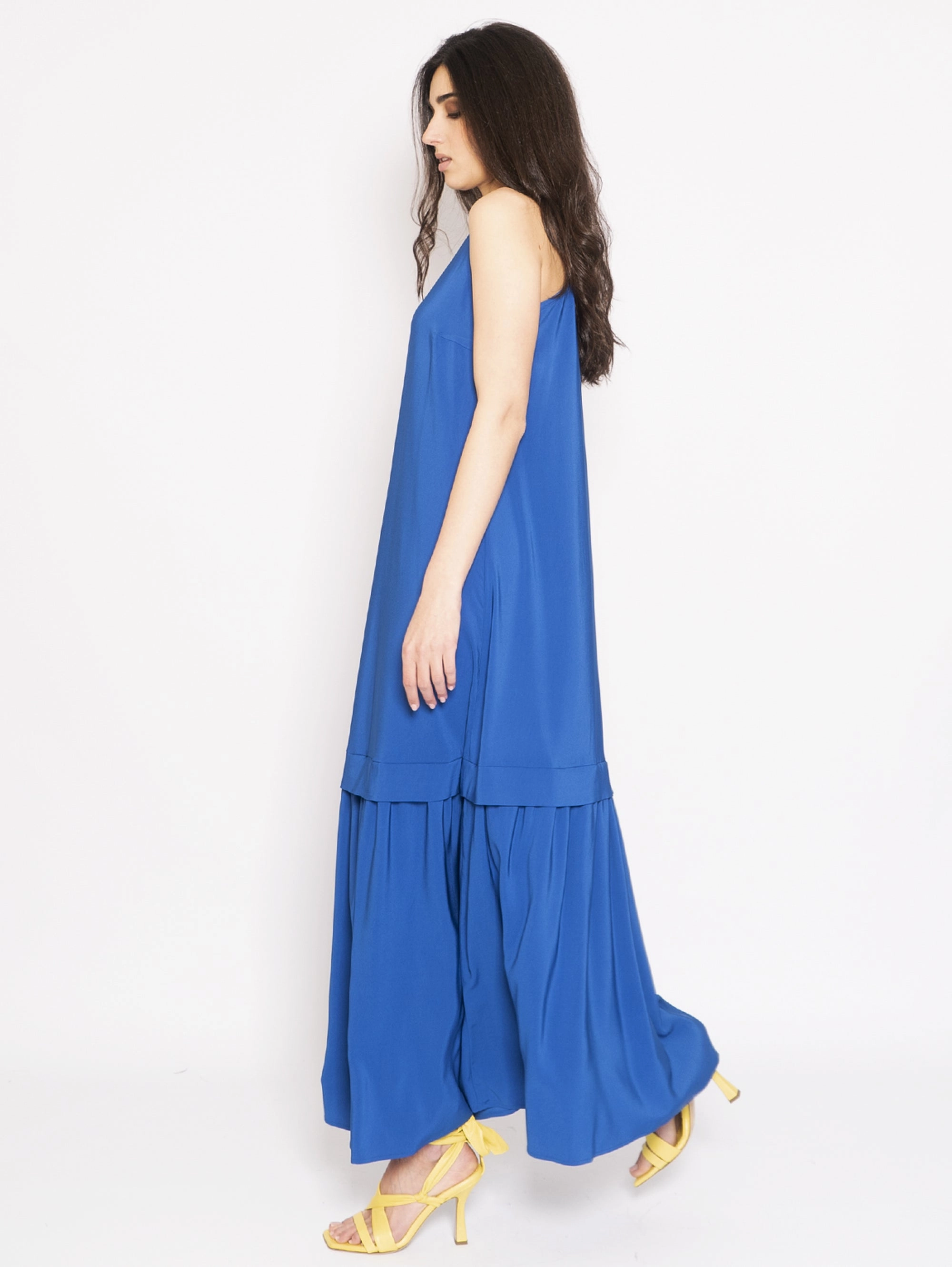 Long Dress in Blue Crepe