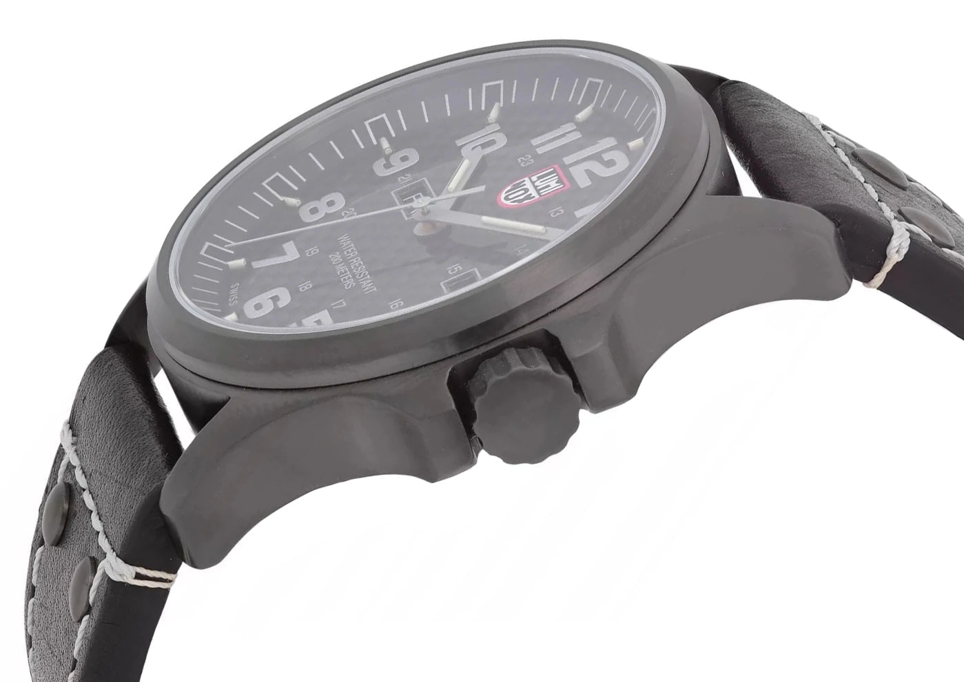 Luminox Atacama Field Gunmetal PVD Black Dial Black Leather Strap Day/Date Divers Quartz Mens Watch XL.1921