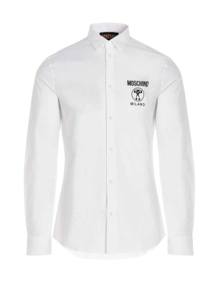 Moschino Logo Printed Long Sleeved Shirt