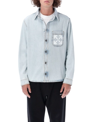 Off-White Buttoned Long-Sleeved Denim Shirt