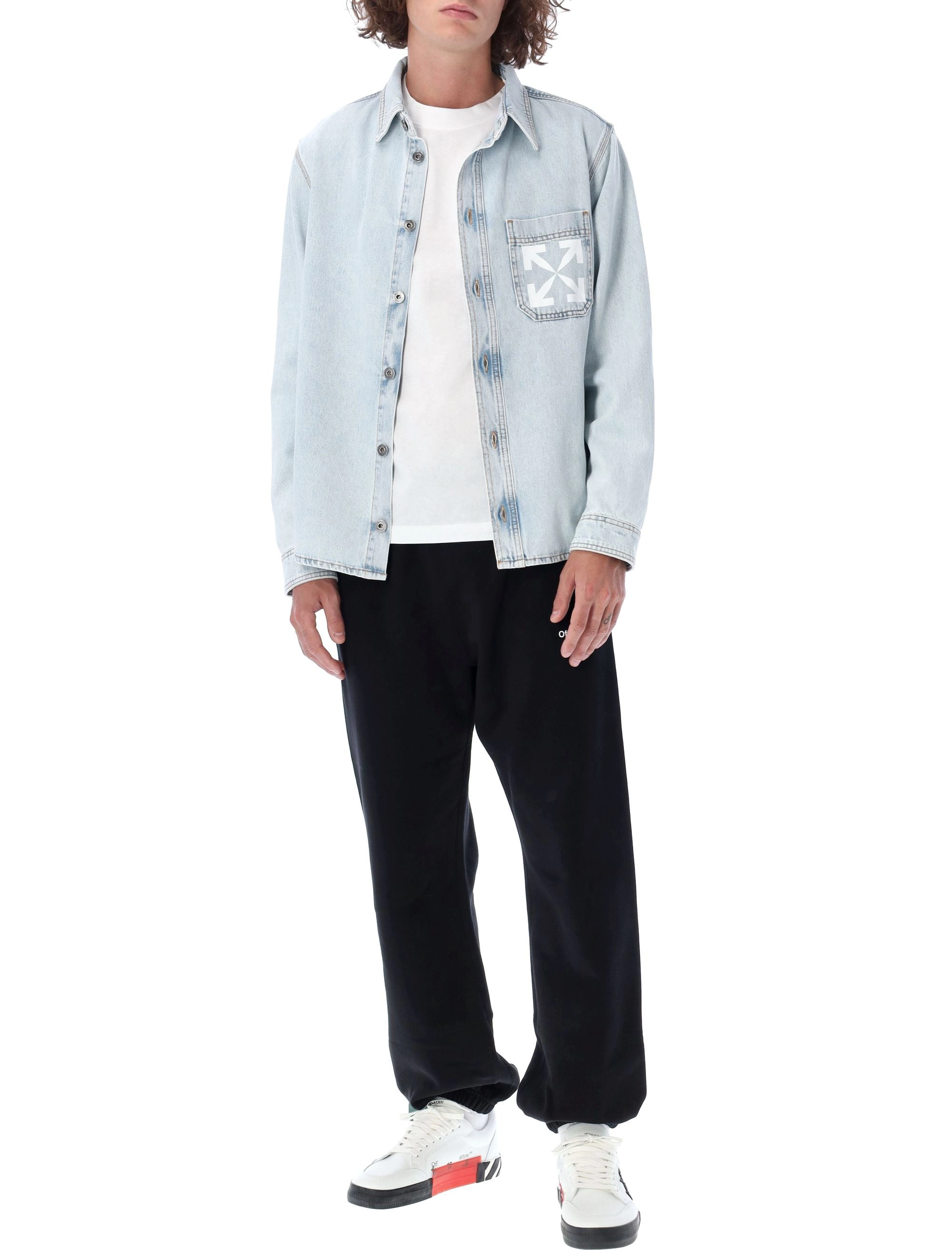 Off-White Buttoned Long-Sleeved Denim Shirt