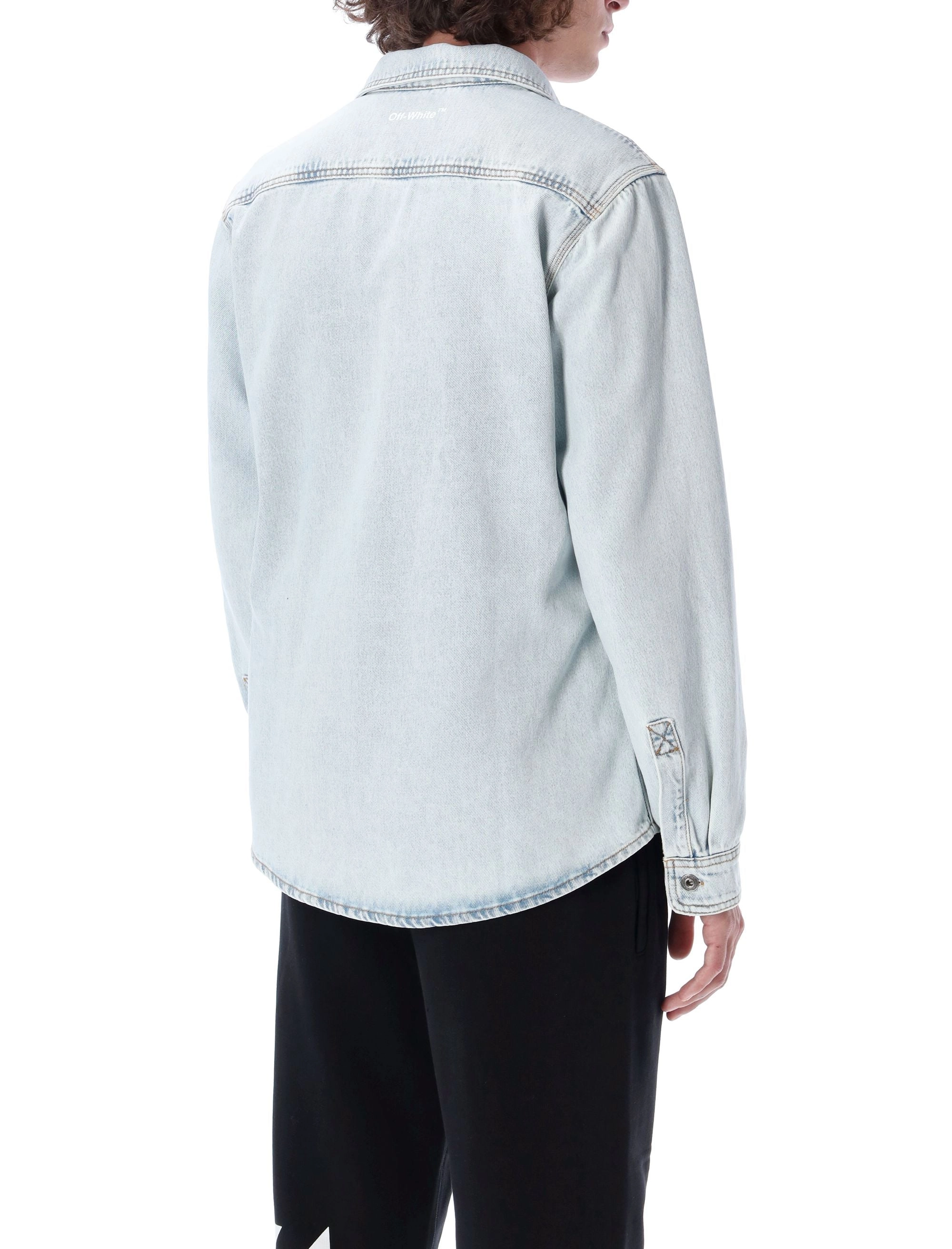 Off-White Buttoned Long-Sleeved Denim Shirt