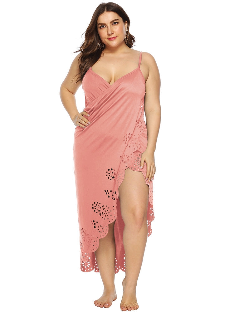 Plus Size Strap Cover Up Beach Backless Wrap Dress