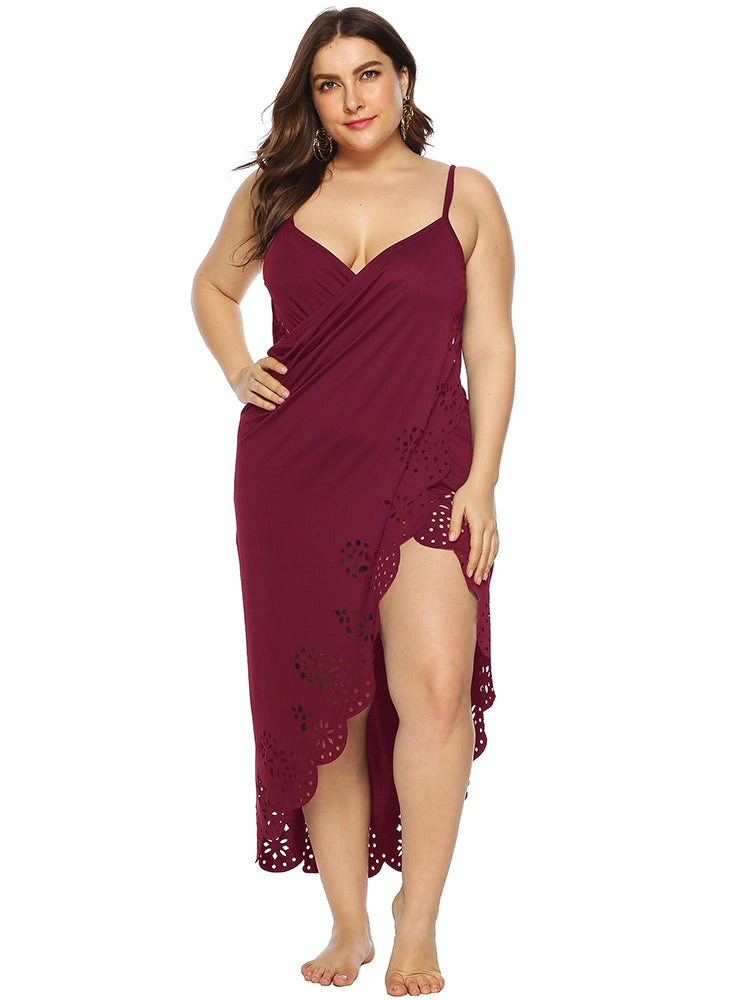 Plus Size Strap Cover Up Beach Backless Wrap Dress