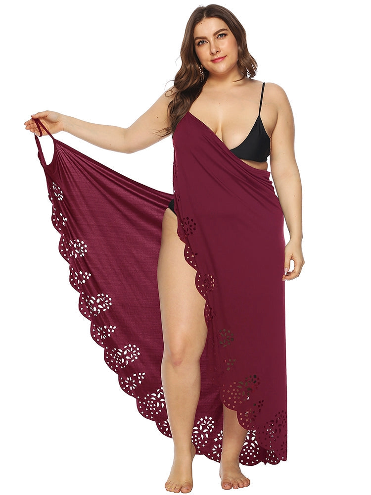 Plus Size Strap Cover Up Beach Backless Wrap Dress