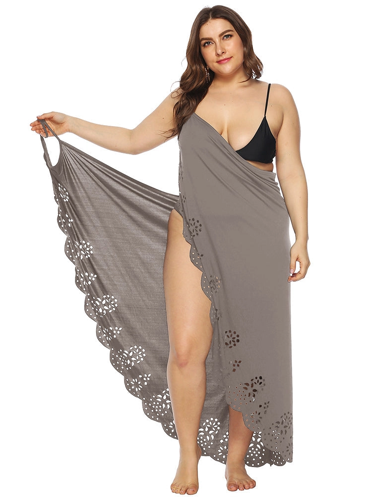 Plus Size Strap Cover Up Beach Backless Wrap Dress