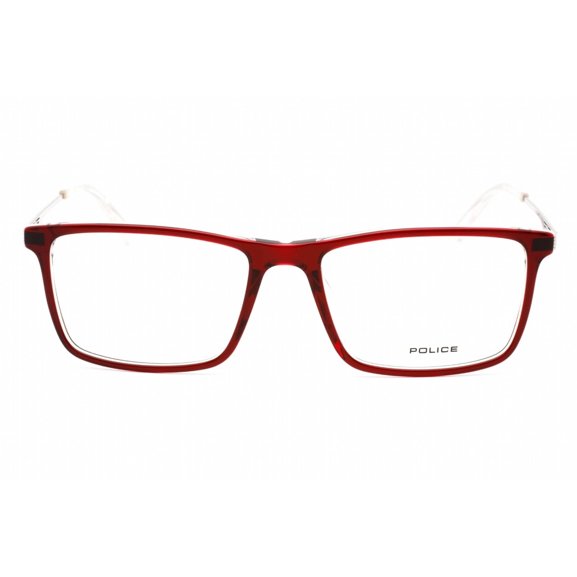 Police Men's Eyeglasses - Bordeaux Top/Crystal Acetate Full Rim Frame | VPLD08M 06RZ