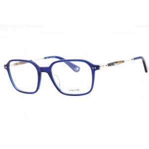 Police Men's Eyeglasses - Shiny Blue Plastic Square Frame Clear Lens | VPLE98 0T31