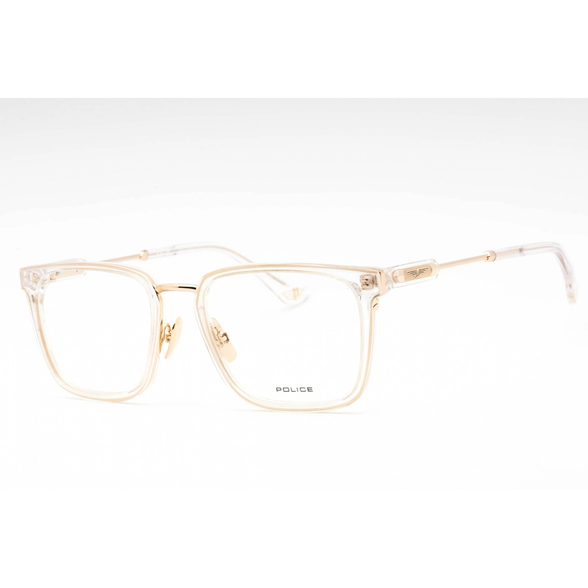 Police Men's Eyeglasses - Shiny Rose Gold Metal Square Full Rim Frame | VPLF09M 300Y