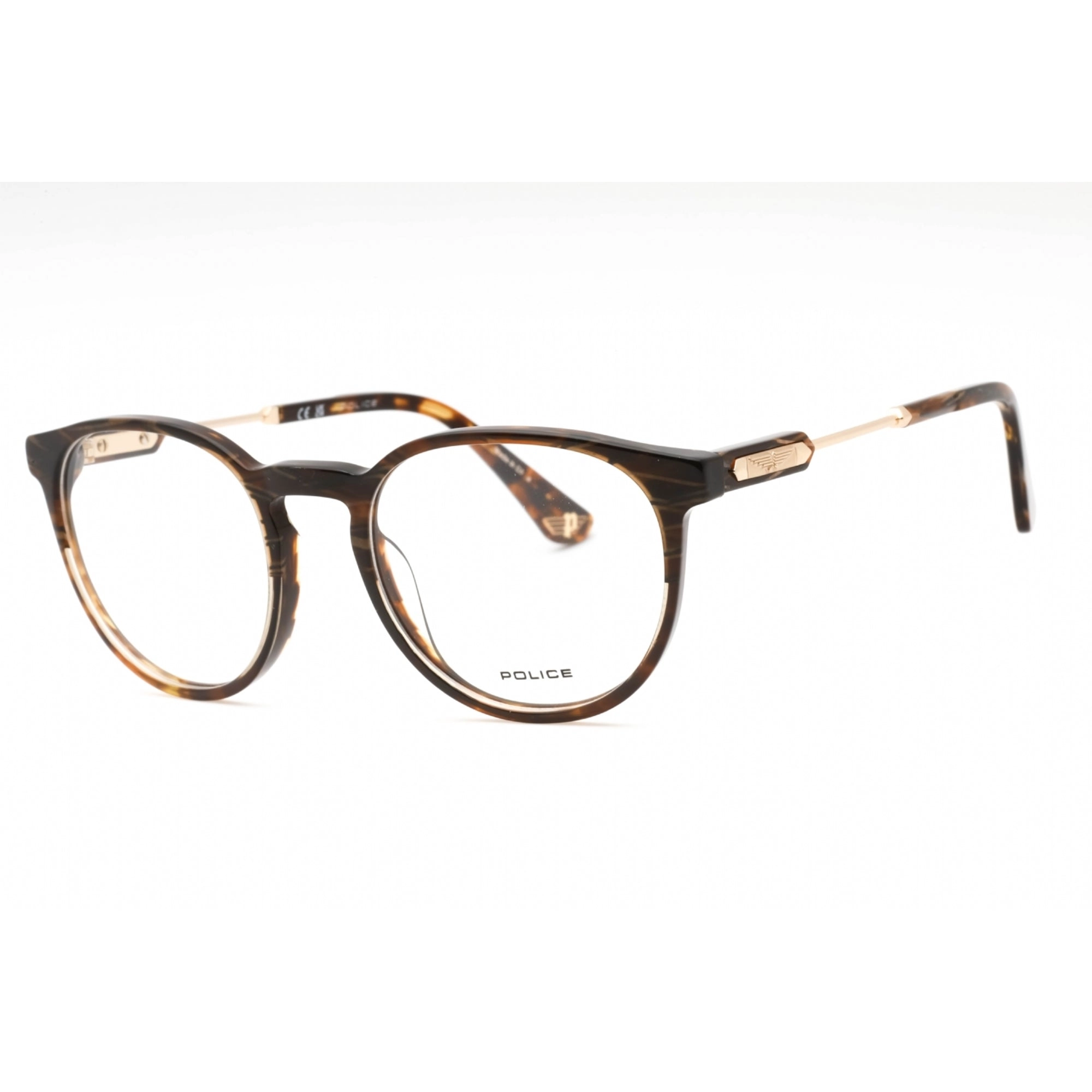 Police Men's Eyeglasses - Tortoise Plastic Full Rim Frame Clear Lens | VPLF10 09AX