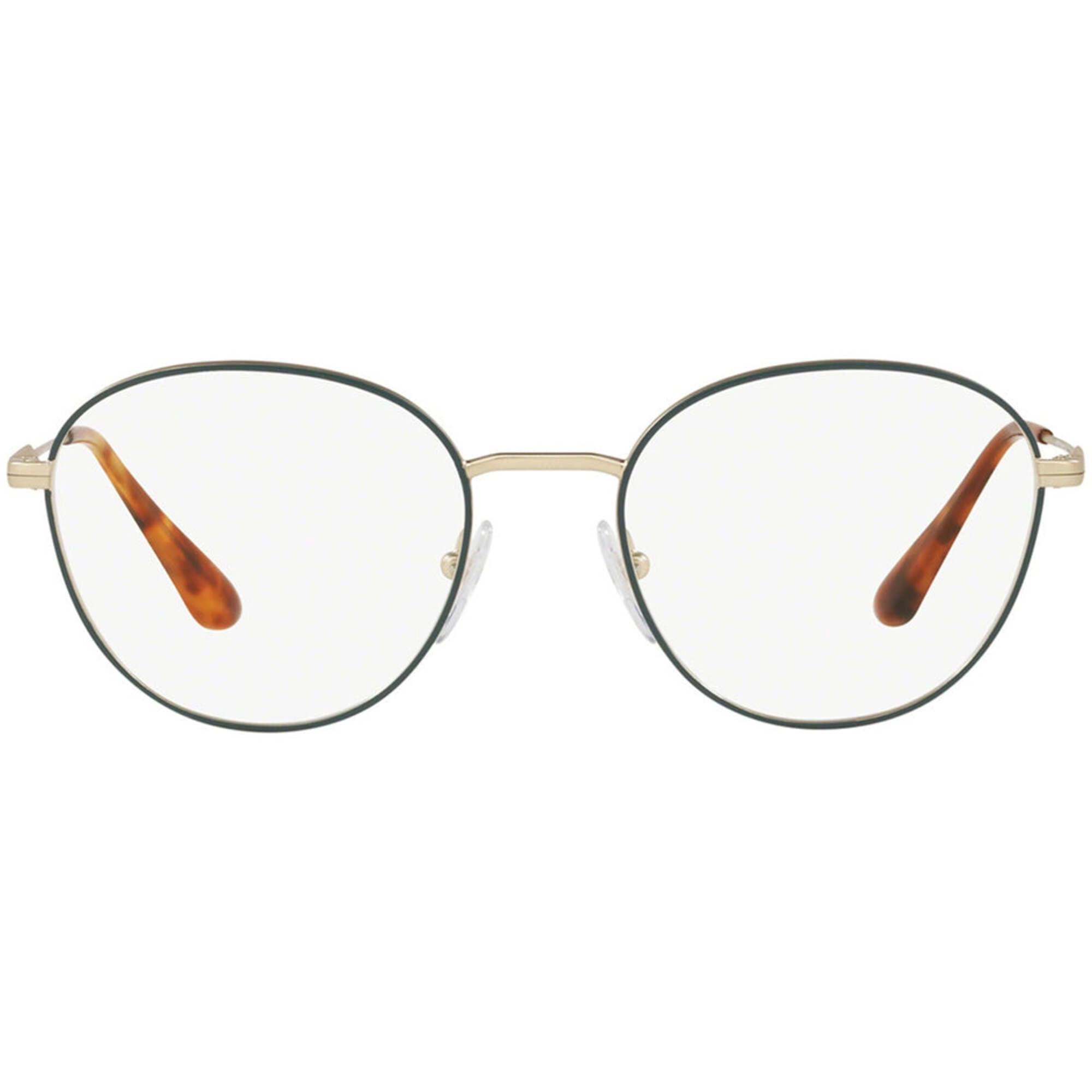 Prada Men's Eyeglasses - Green Matt Pale Gold Metal Oval Frame | PRADA PR52VV 2611O1