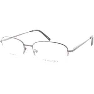 Primary Men's Eyeglasses - Demo Lens Metal Oval Shape Half Rim Frame | Pt102 Gunmetal