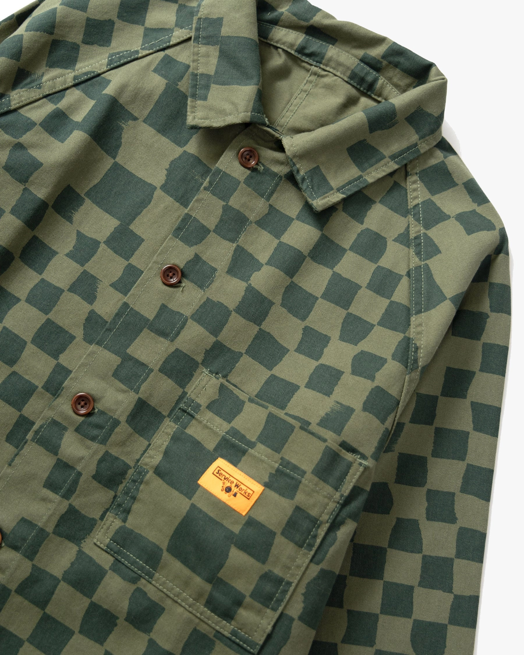 Service Works Drill Printed Front Of House Jacket - Olive Checker