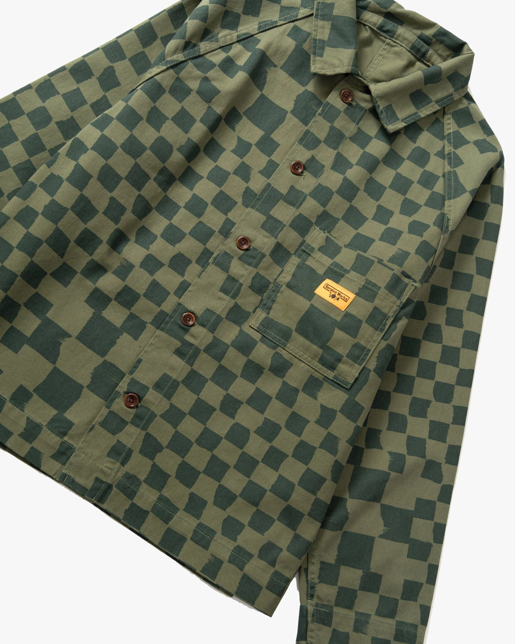 Service Works Drill Printed Front Of House Jacket - Olive Checker