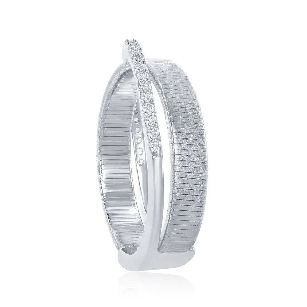Sterling Silver Designer CZ Ring Bonded with Platinum, Size 9